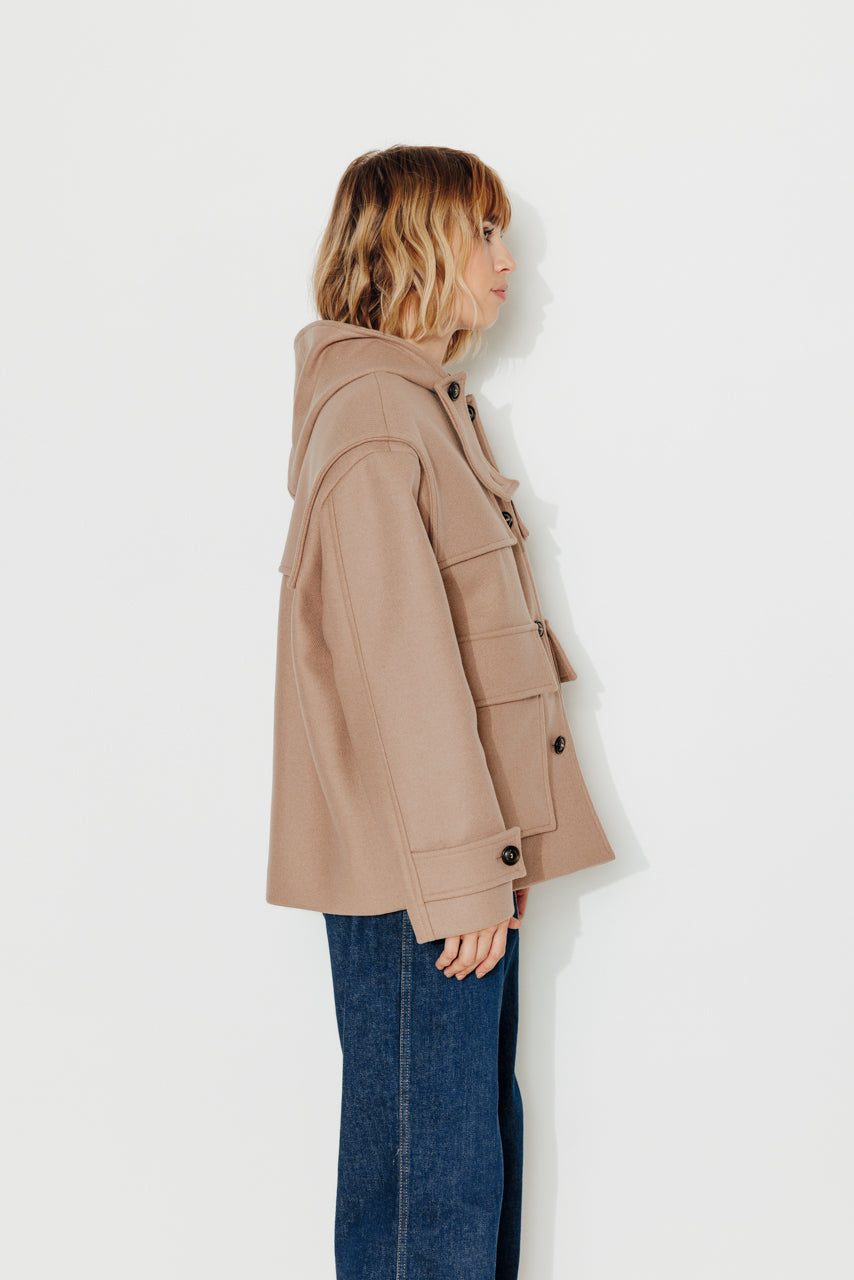 ABEKIA - ABEKIA - Manteau court oversize en drap de laine vierge beige Beige / Beige - Trench & Coat