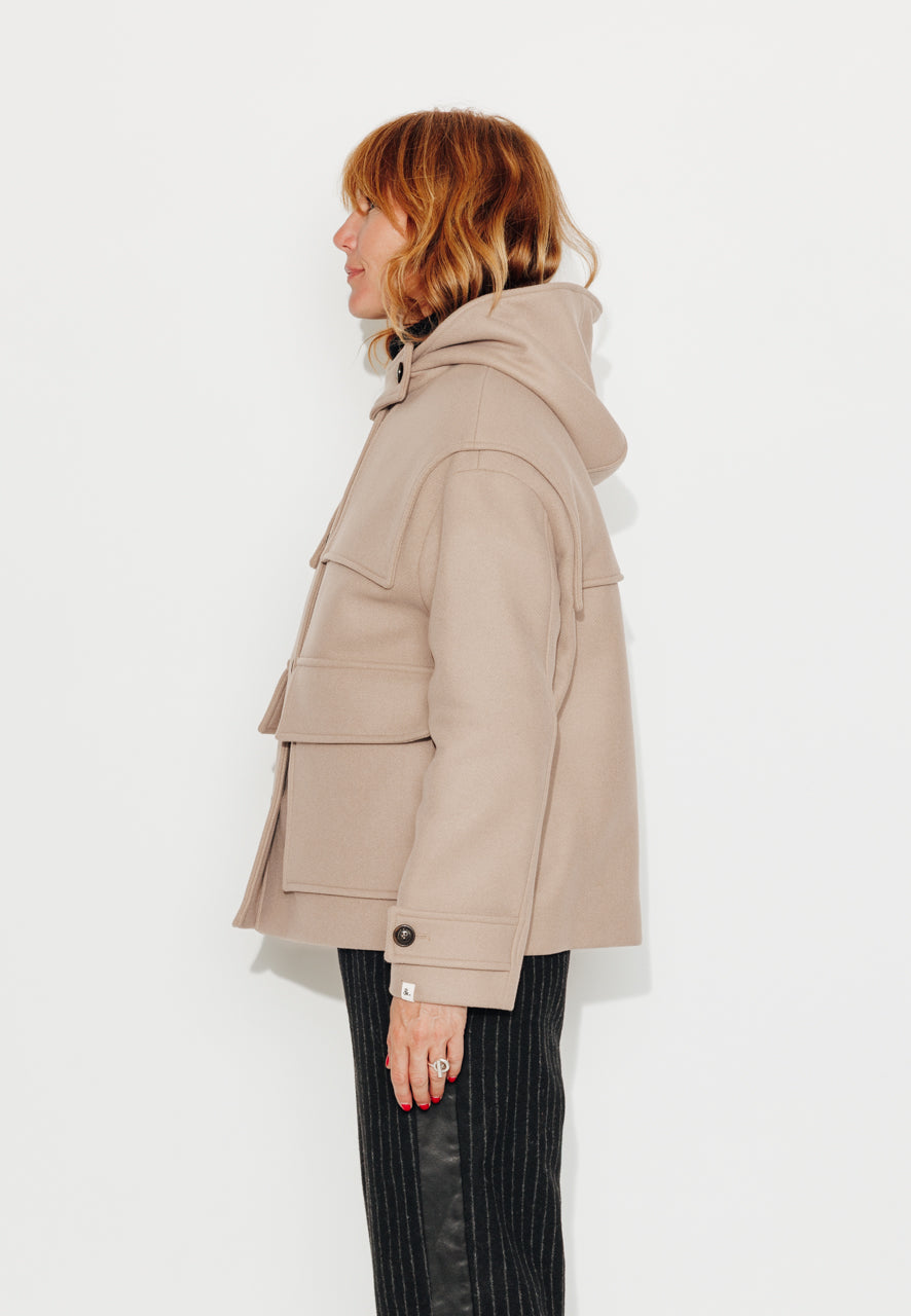 ABEKIA - ABEKIA - Manteau court oversize en drap de laine vierge beige Beige / Beige - Trench & Coat