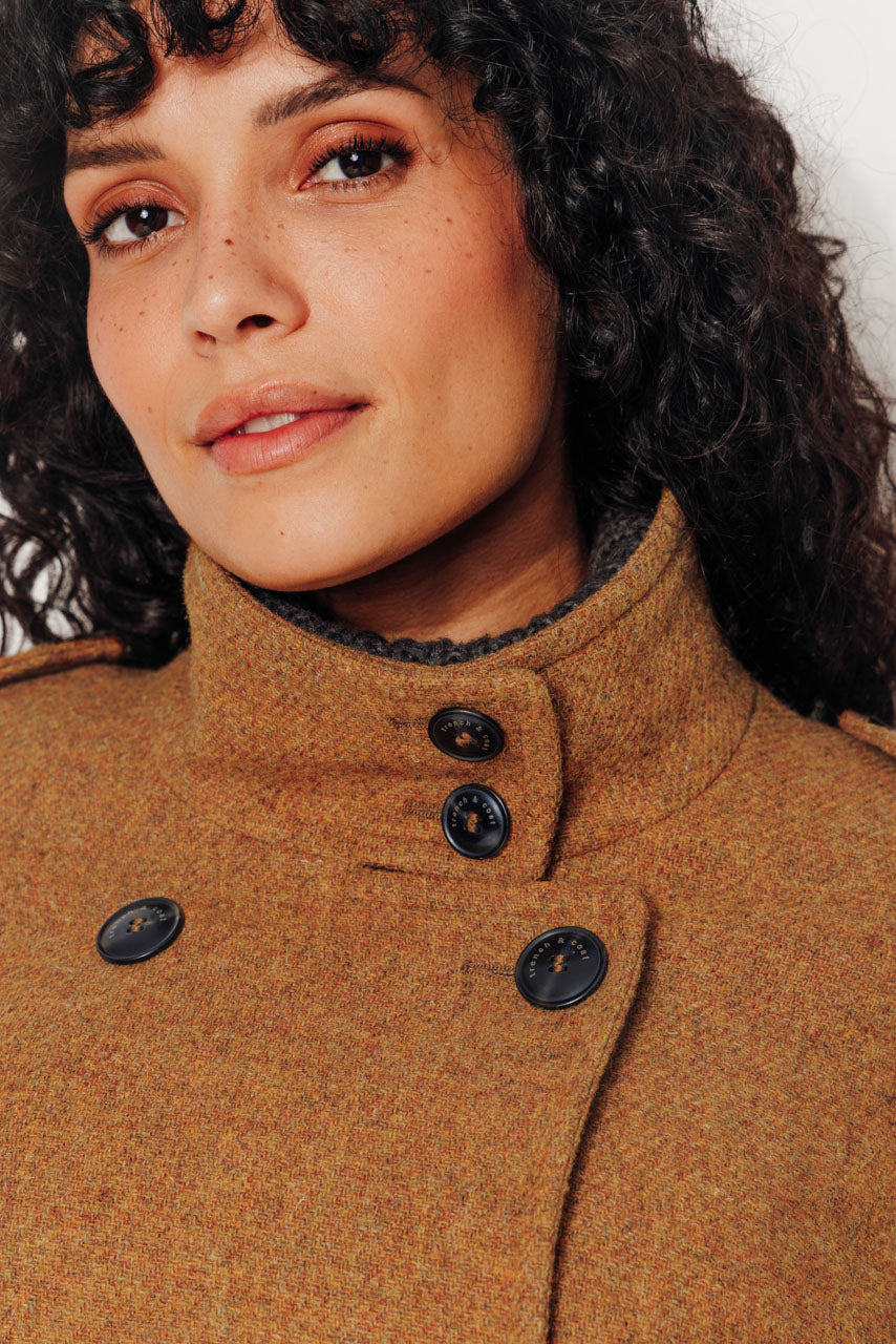 SOPHORA - SOPHORA - Manteau court oversize en drap de laine shetland moutarde MOUTARDE - Trench & Coat