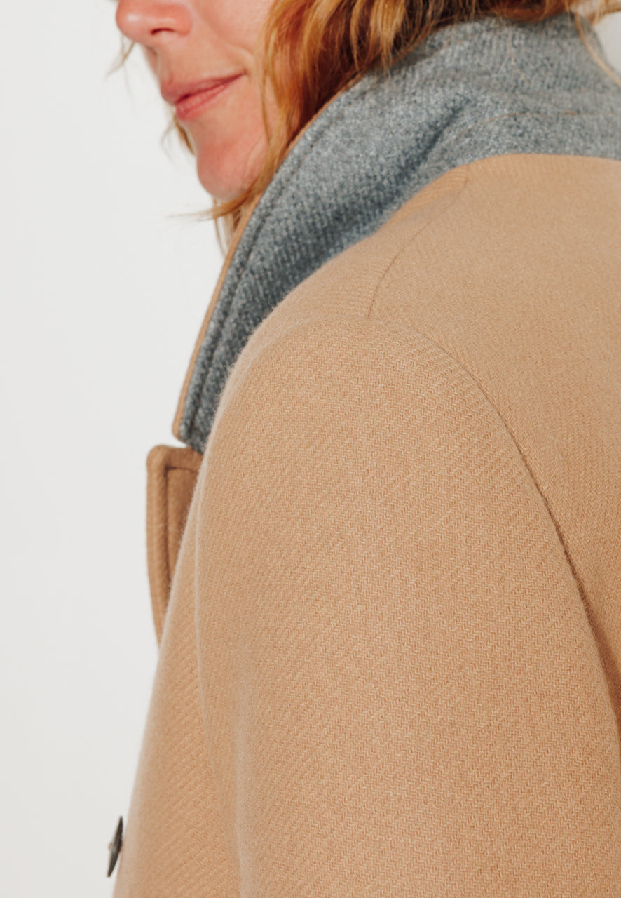 PEUPLIER - PEUPLIER- Manteau mi long en drap de laine vierge camel SABLE - Trench & Coat