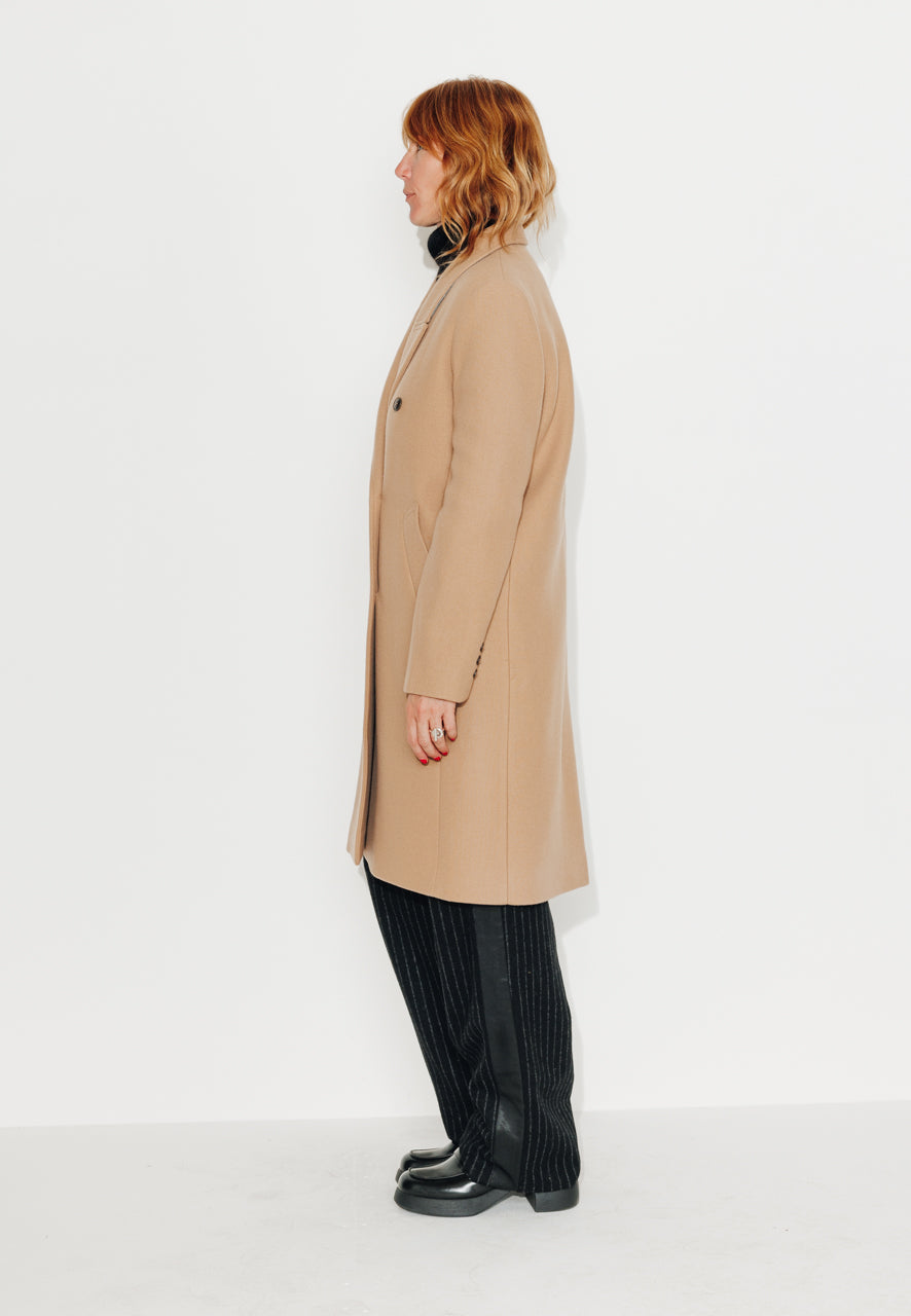 PEUPLIER - PEUPLIER- Manteau mi long en drap de laine vierge camel SABLE - Trench & Coat