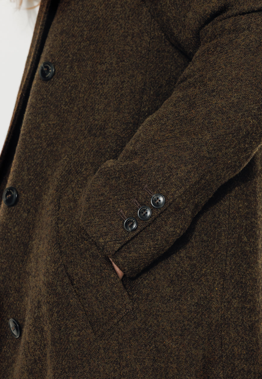 PEUPLIER - PEUPLIER - Manteau mi long en drap de laine shetland marron ECORCE - Trench & Coat