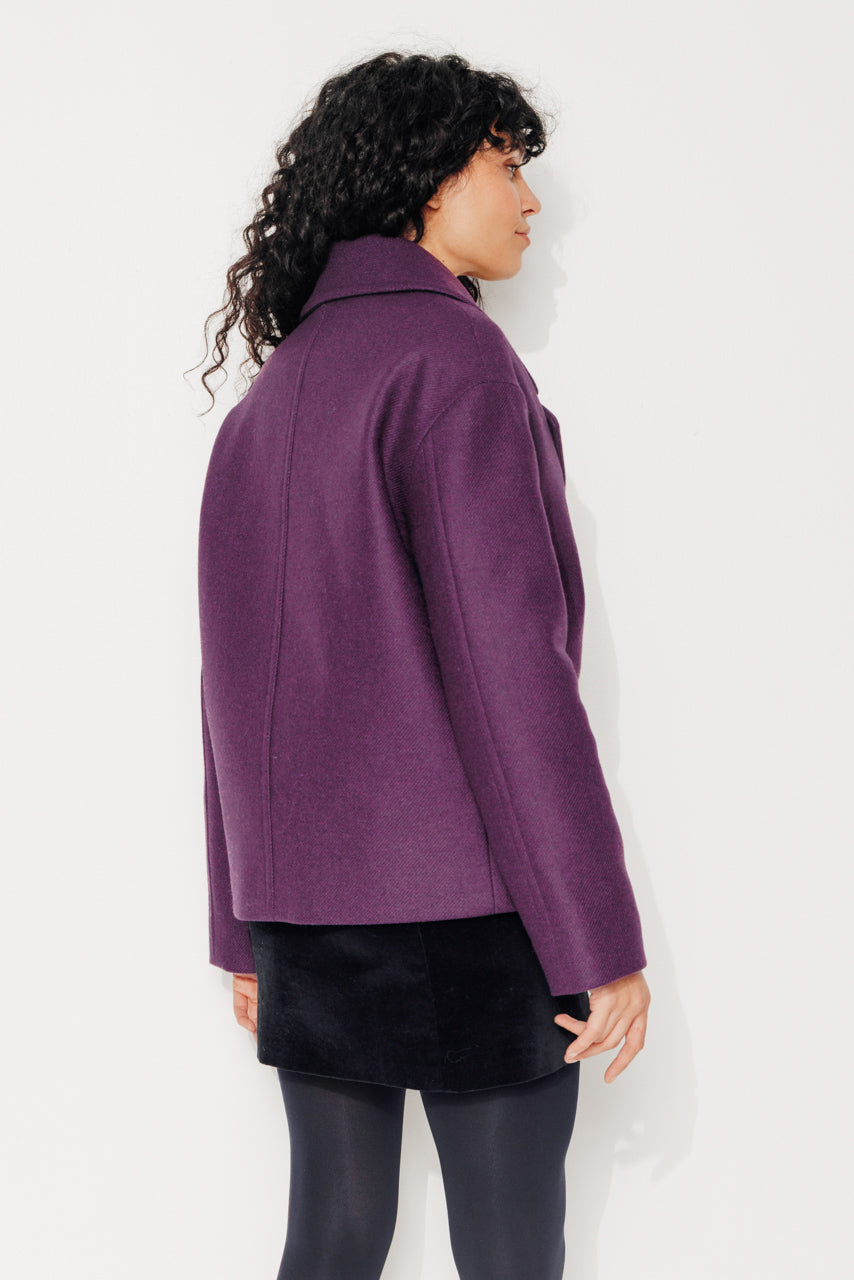 MURIER - MURIER - Manteau court oversize en gabardine de laine recyclée violet VIOLET - Trench & Coat