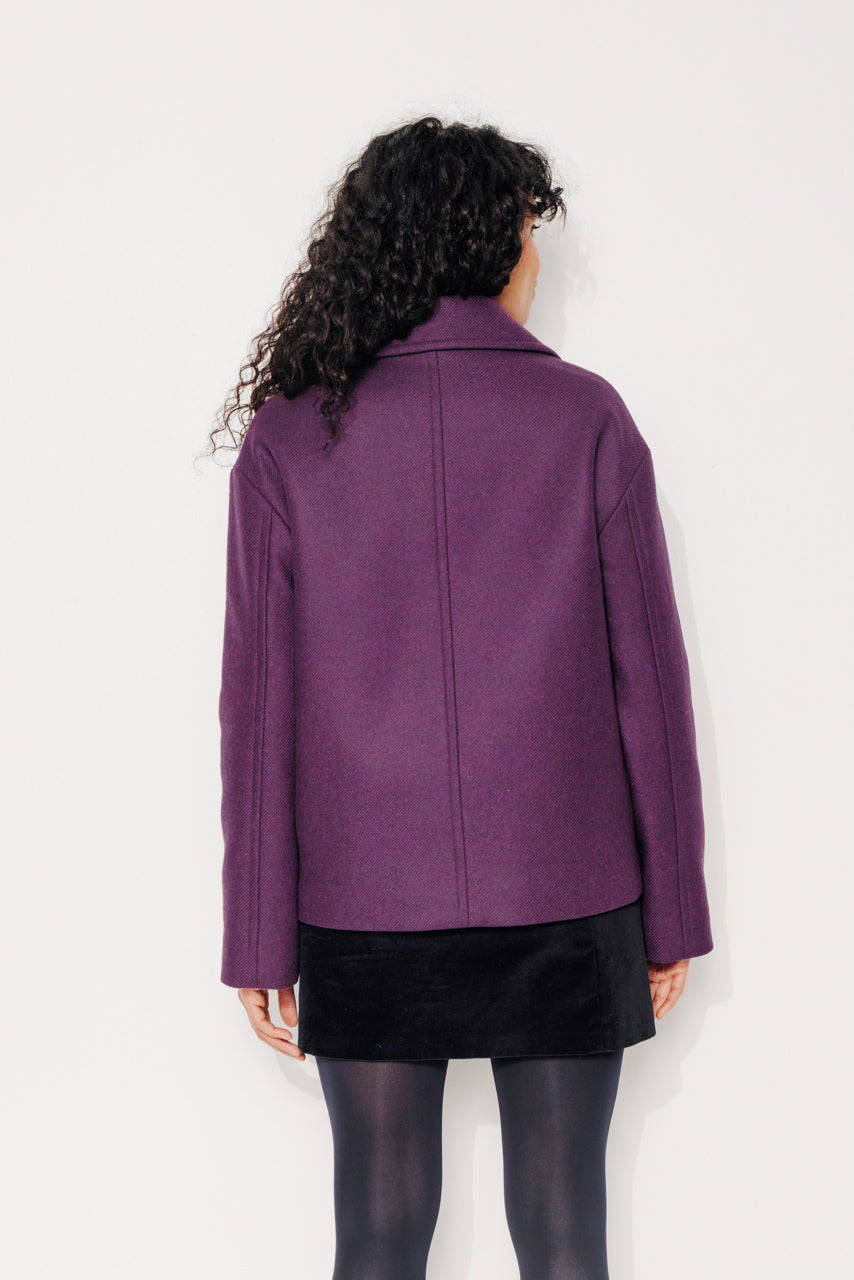 MURIER - MURIER - Manteau court oversize en gabardine de laine recyclée violet VIOLET - Trench & Coat
