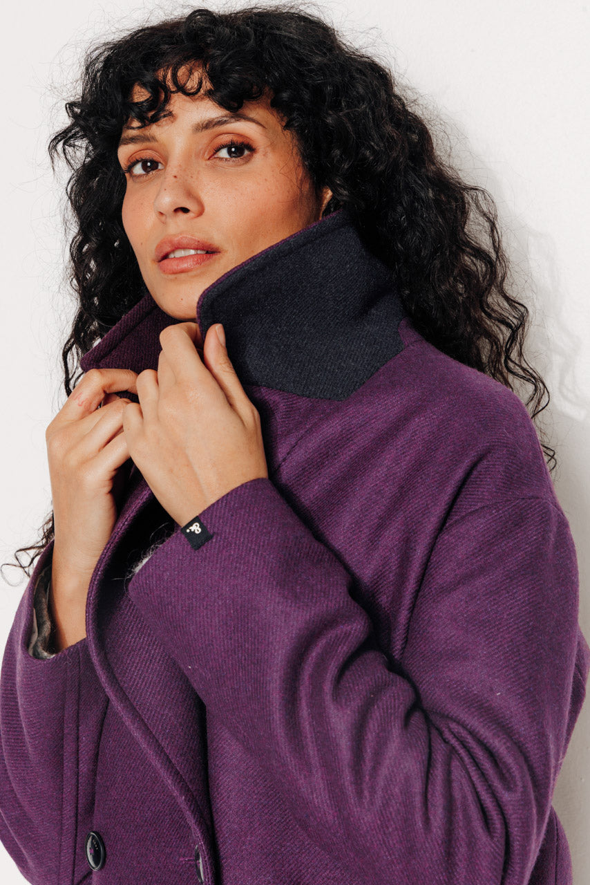 MURIER - MURIER - Manteau court oversize en gabardine de laine recyclée violet VIOLET - Trench & Coat