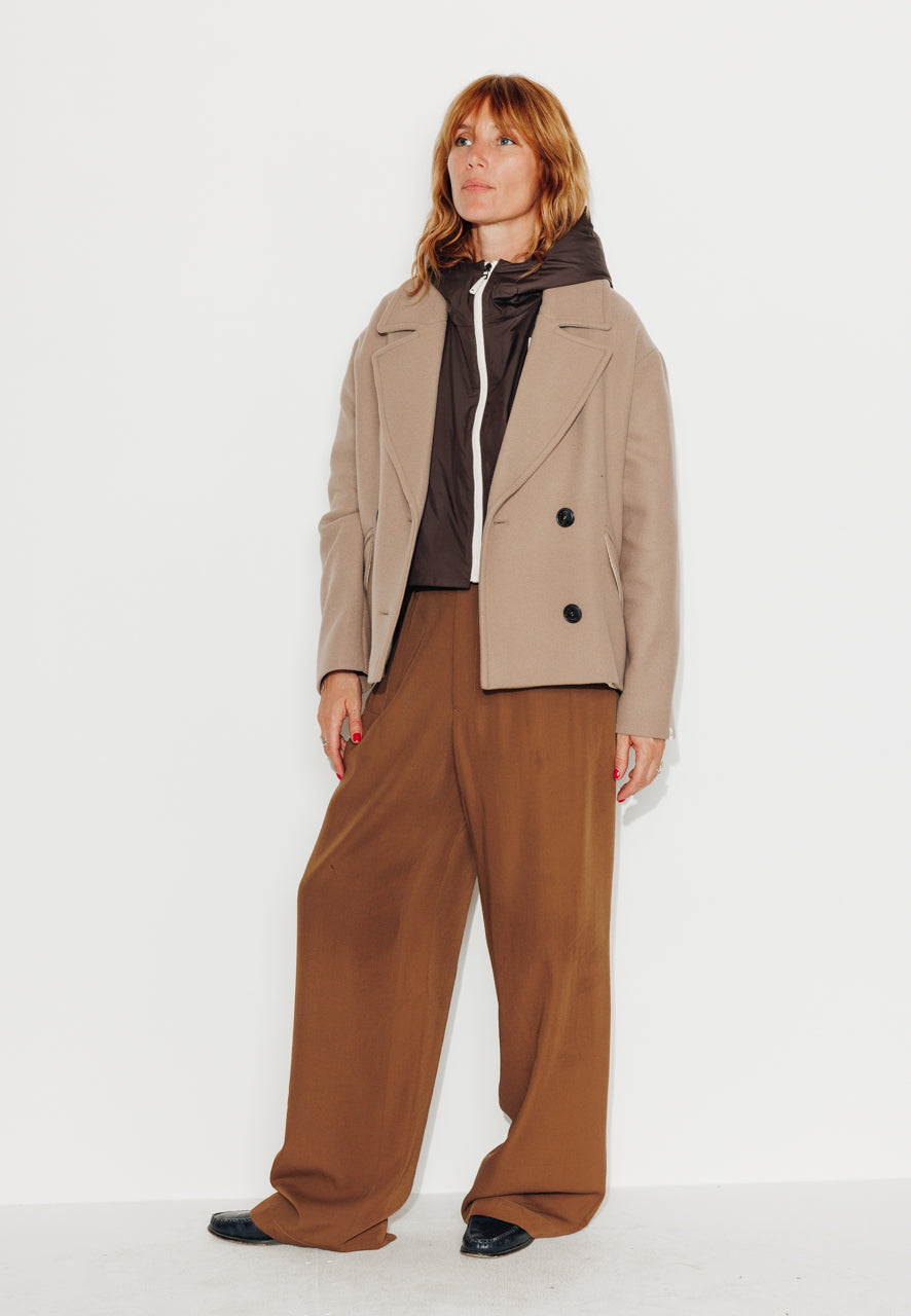 MURIER - MURIER - Manteau court oversize en drap de laine vierge beige GREGE - Trench & Coat