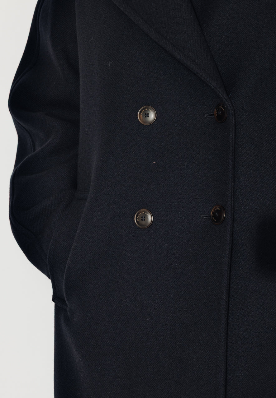 CATALPA - CATALPA - Manteau mi long oversize en drap de laine marine MARINE - Trench & Coat