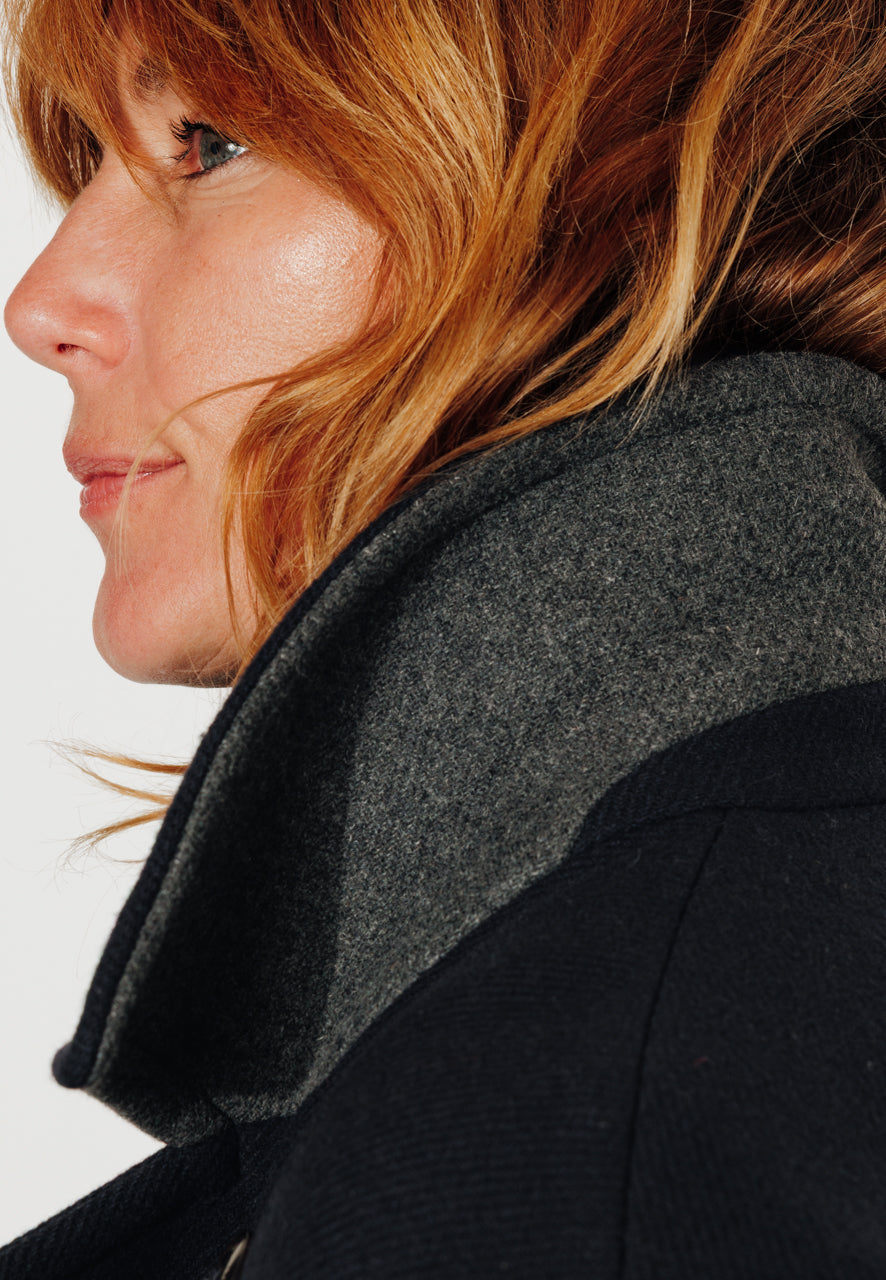 CATALPA - CATALPA - Manteau mi long oversize en drap de laine marine MARINE - Trench & Coat