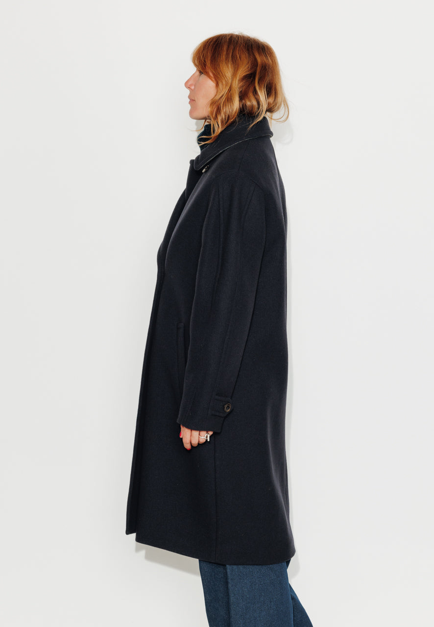 CATALPA - CATALPA - Manteau mi long oversize en drap de laine marine MARINE - Trench & Coat
