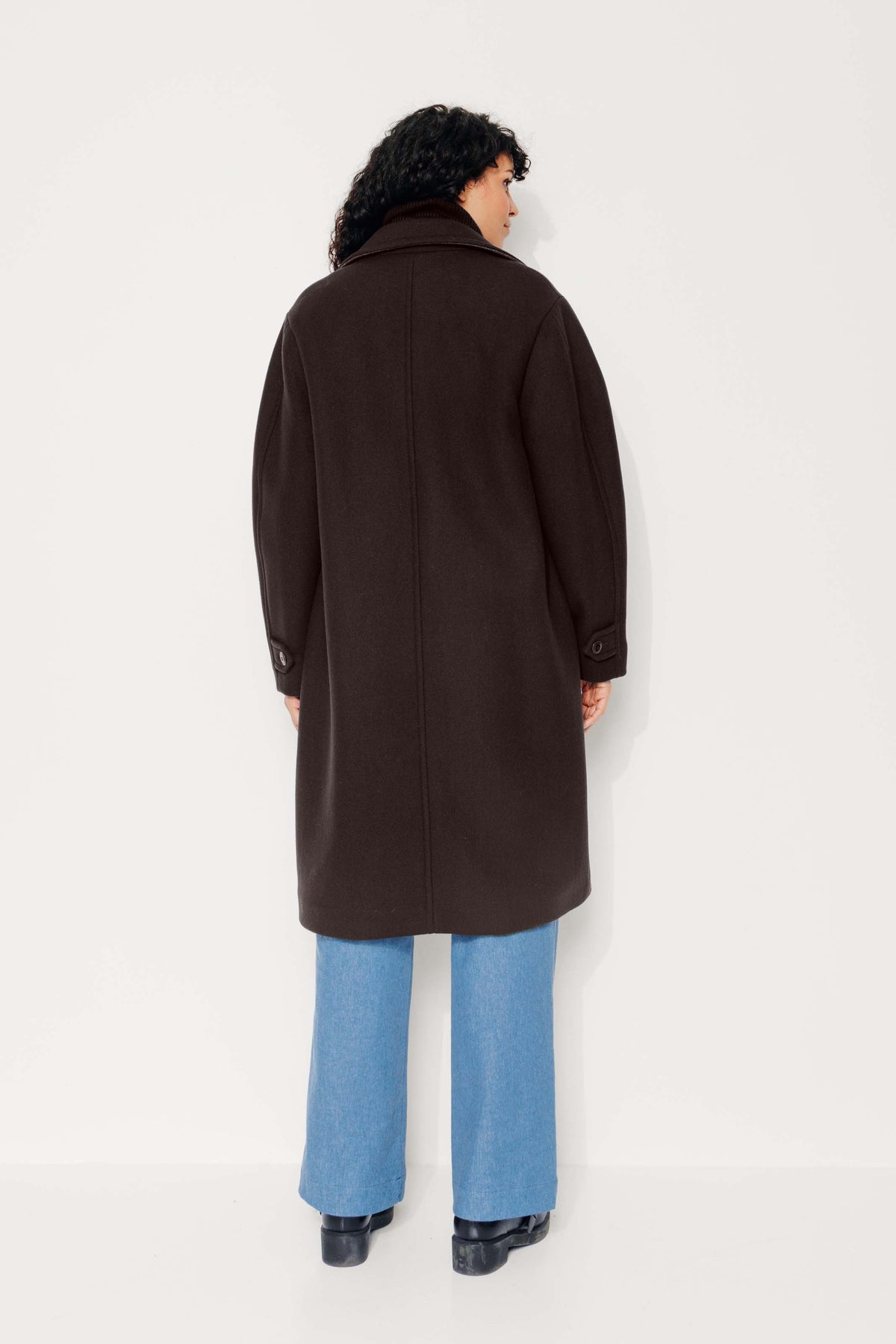 CATALPA - CATALPA - Manteau mi long oversize en drap de laine marron ECORCE - Trench & Coat