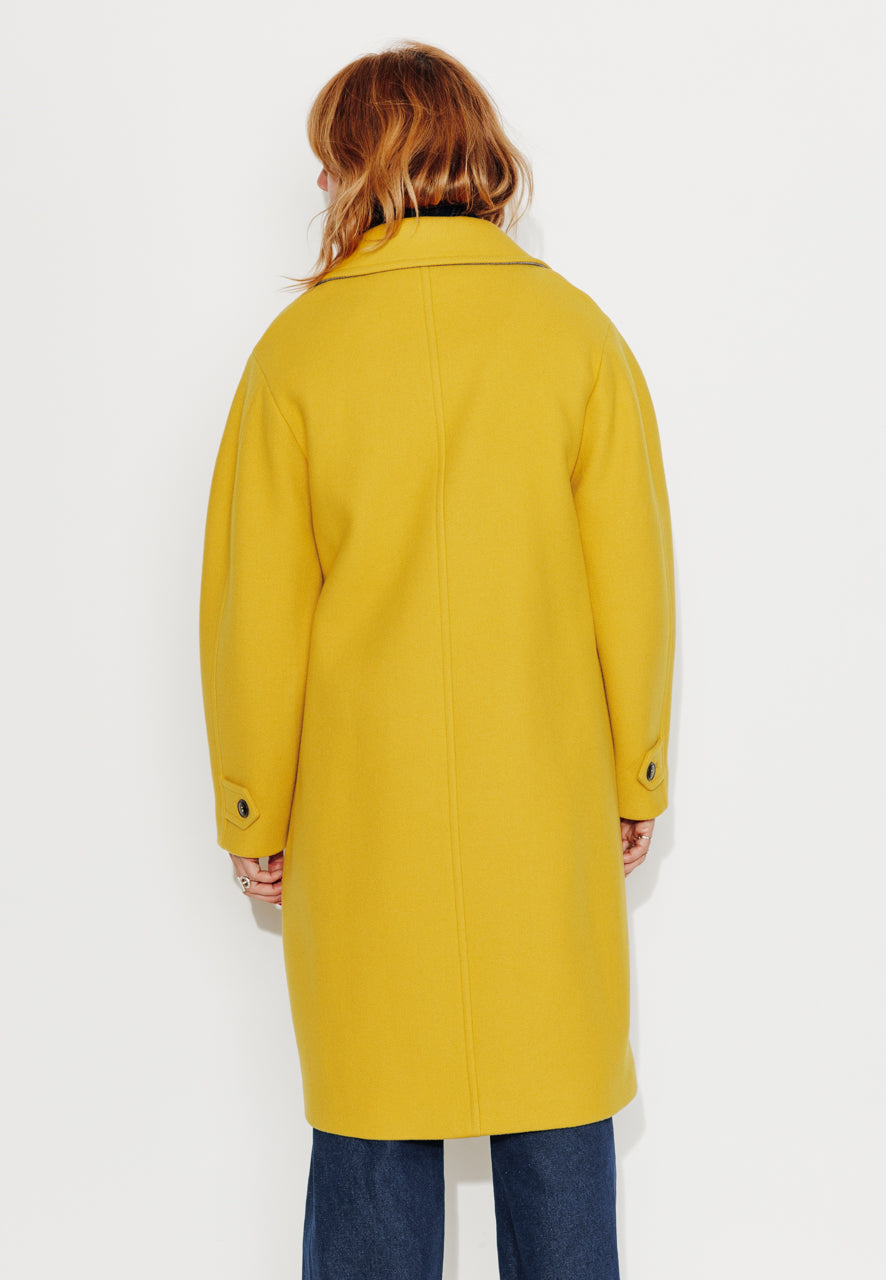 CATALPA - CATALPA - Manteau mi long oversize en drap de laine jaune JAUNE - Trench & Coat