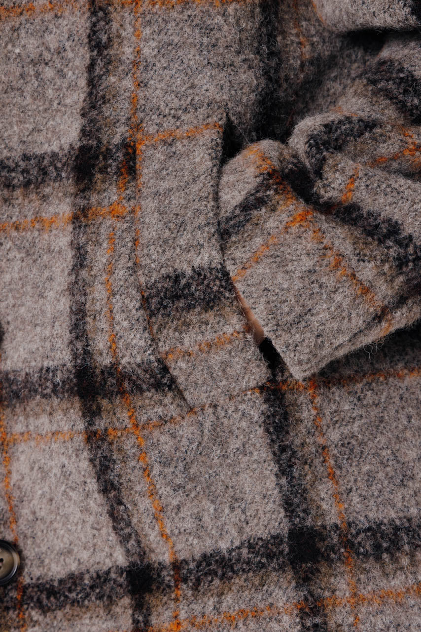 TULIPIER - TULIPIER - Manteau mi-long oversize en bouclette de laine à carreaux gris VISONMARRON - Trench & Coat