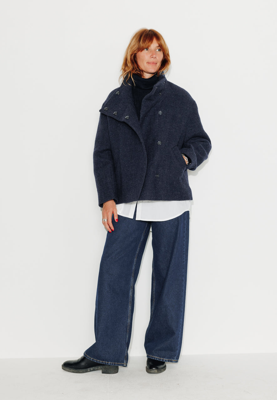 CABRILLET - CABRILLET - Manteau court oversize en laine vierge marine MARINE - Trench & Coat
