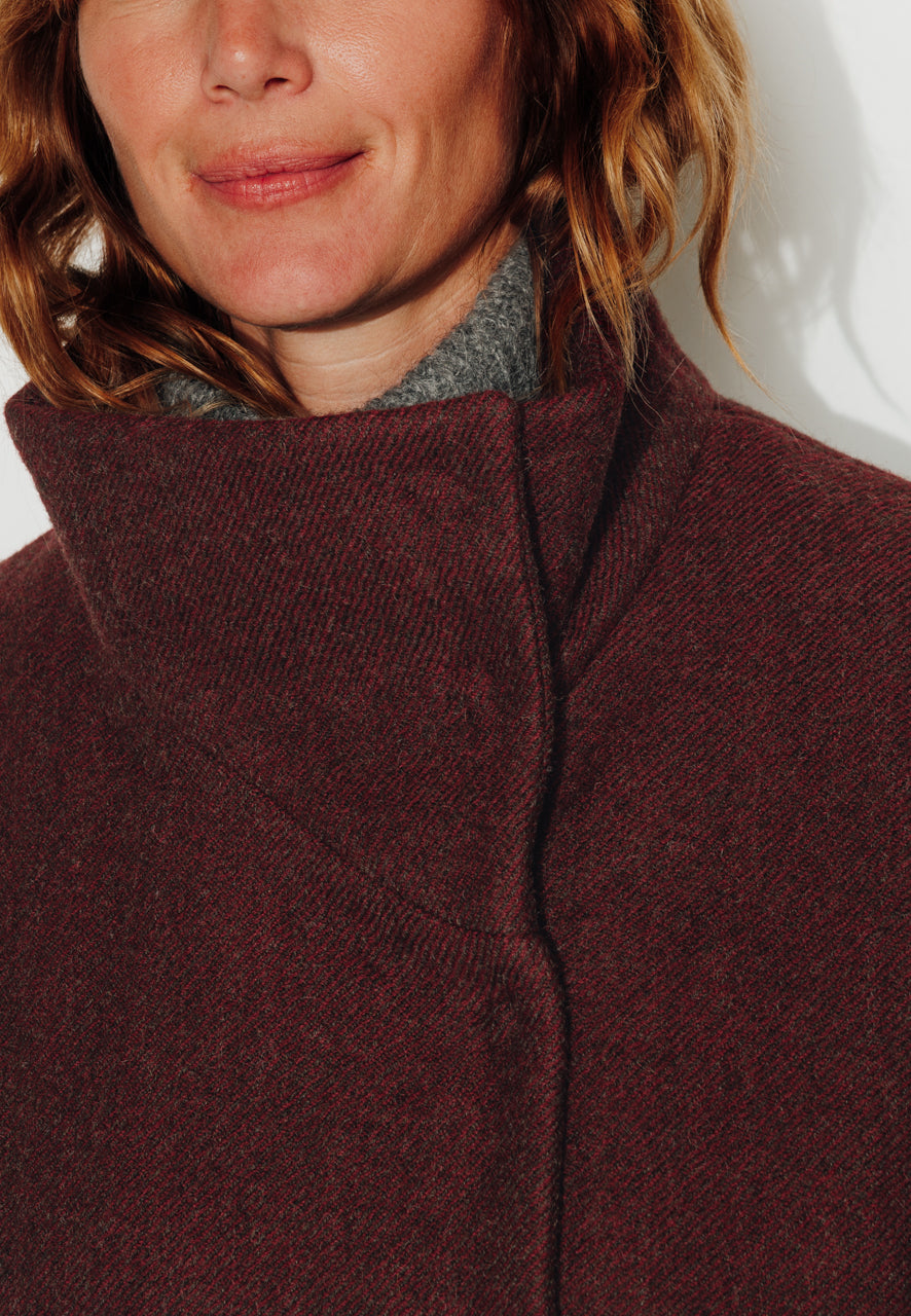 CABRILLET - CABRILLET - Manteau court oversize en laine vierge bordeaux BORDEAUX - Trench & Coat