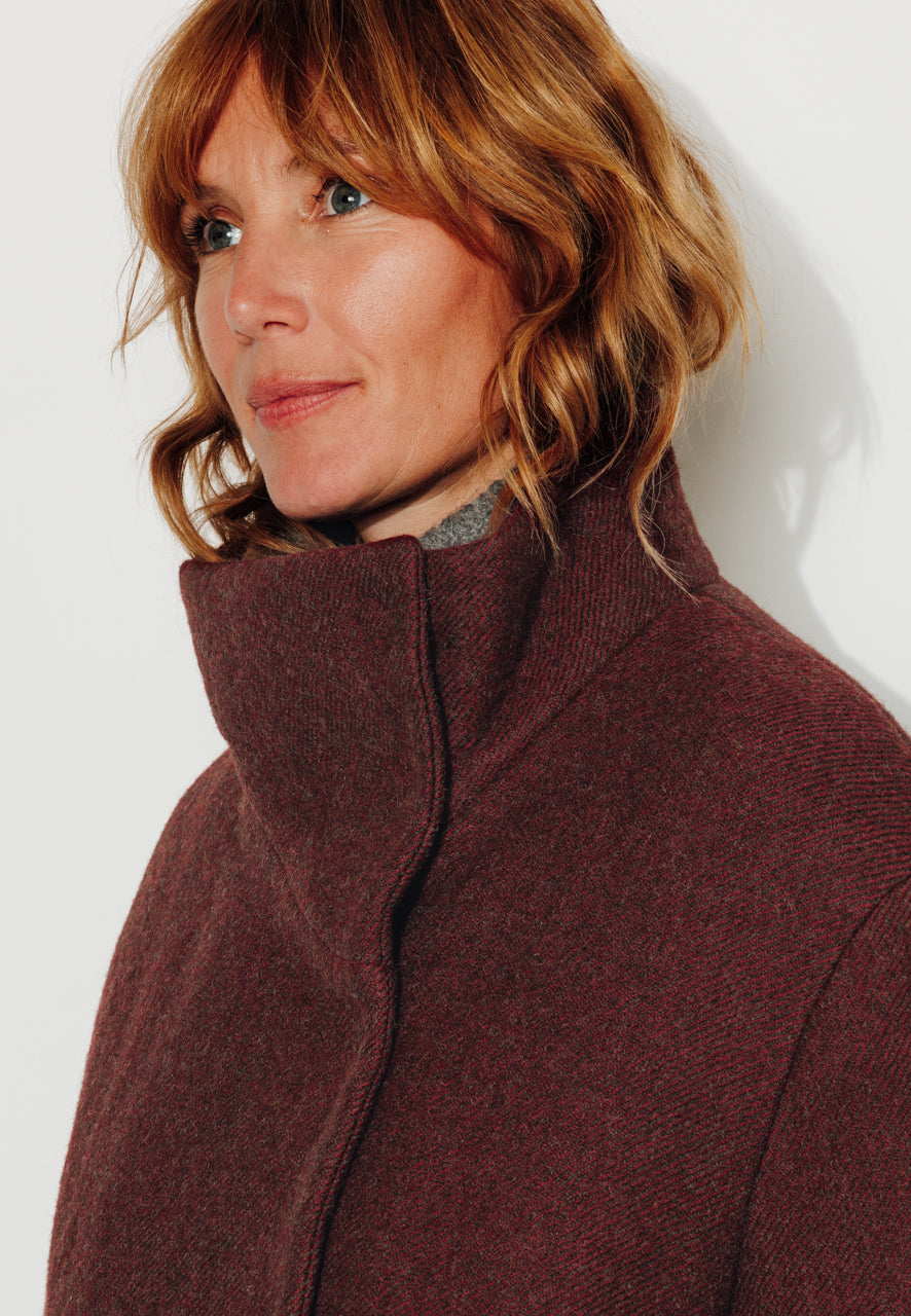 CABRILLET - CABRILLET - Manteau court oversize en laine vierge bordeaux BORDEAUX - Trench & Coat