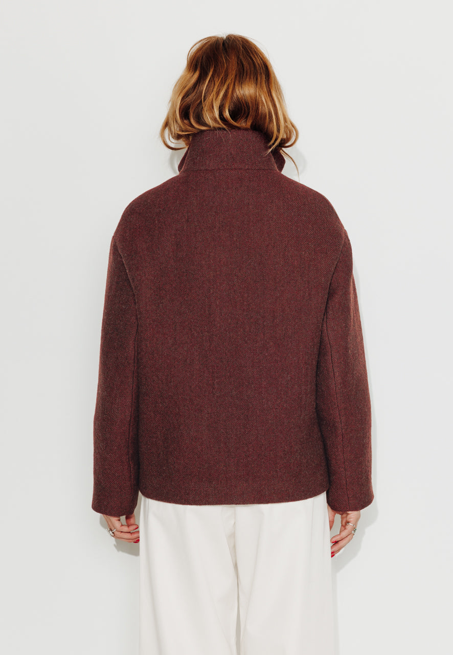 CABRILLET - CABRILLET - Manteau court oversize en laine vierge bordeaux BORDEAUX - Trench & Coat