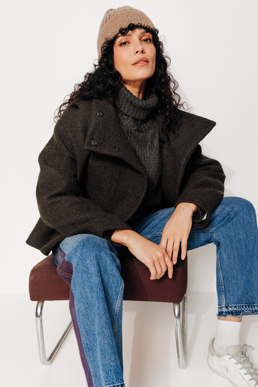 CABRILLET - CABRILLET - Manteau court oversize en laine vierge kaki KAKI - Trench & Coat