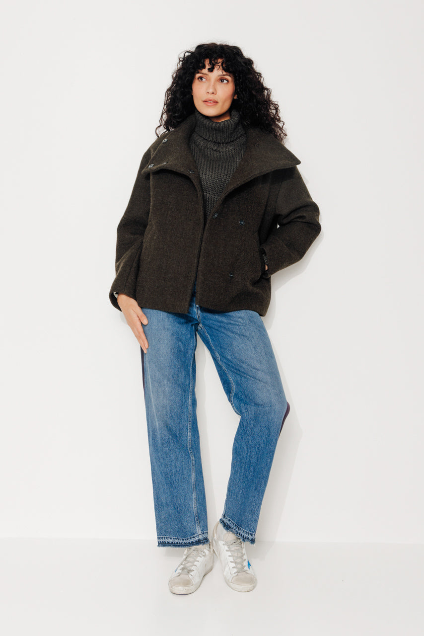 CABRILLET - CABRILLET - Manteau court oversize en laine vierge kaki KAKI - Trench & Coat