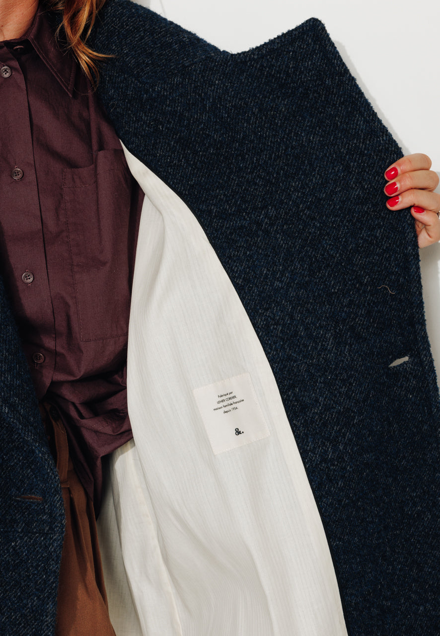 TORMINALIS - TORMINALIS - Manteau mi-long oversize en gabardine de laine bouclée recyclée OCEAN - Trench & Coat