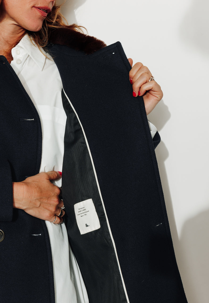 ALISIER - ALISIER - Manteau mi long en drap de laine vierge marine MARINE - Trench & Coat