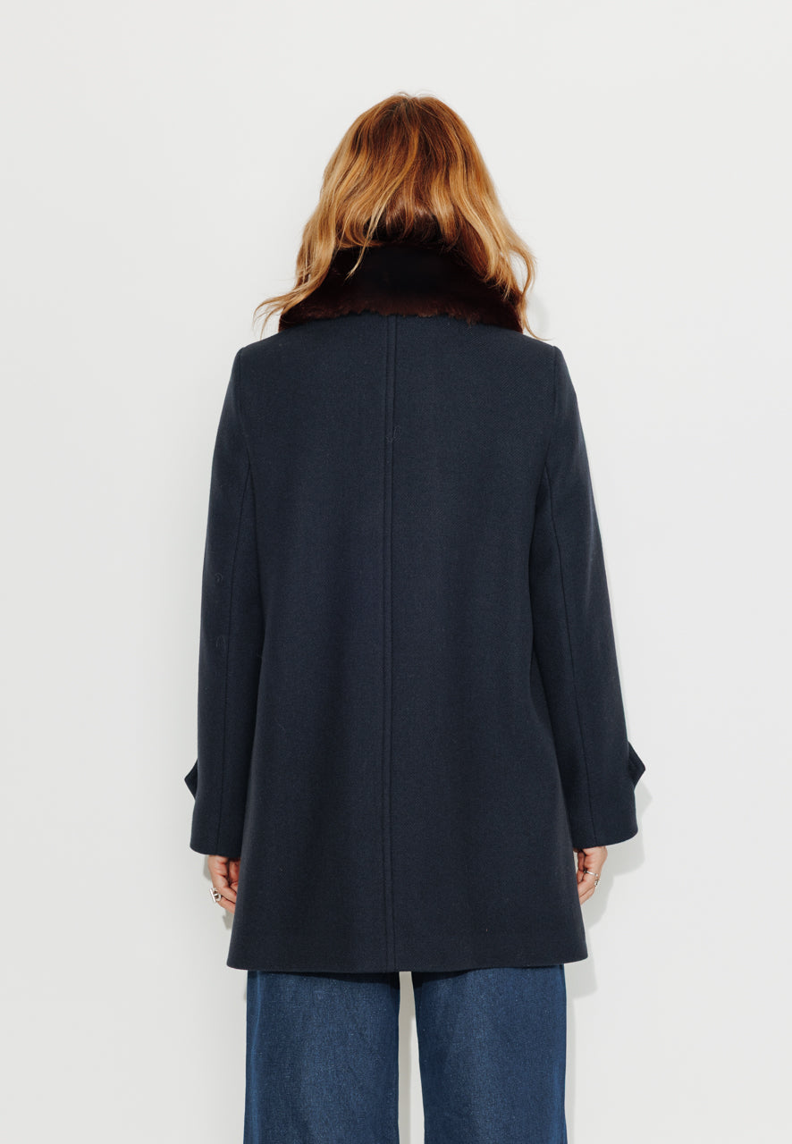 ALISIER - ALISIER - Manteau mi long en drap de laine vierge marine MARINE - Trench & Coat
