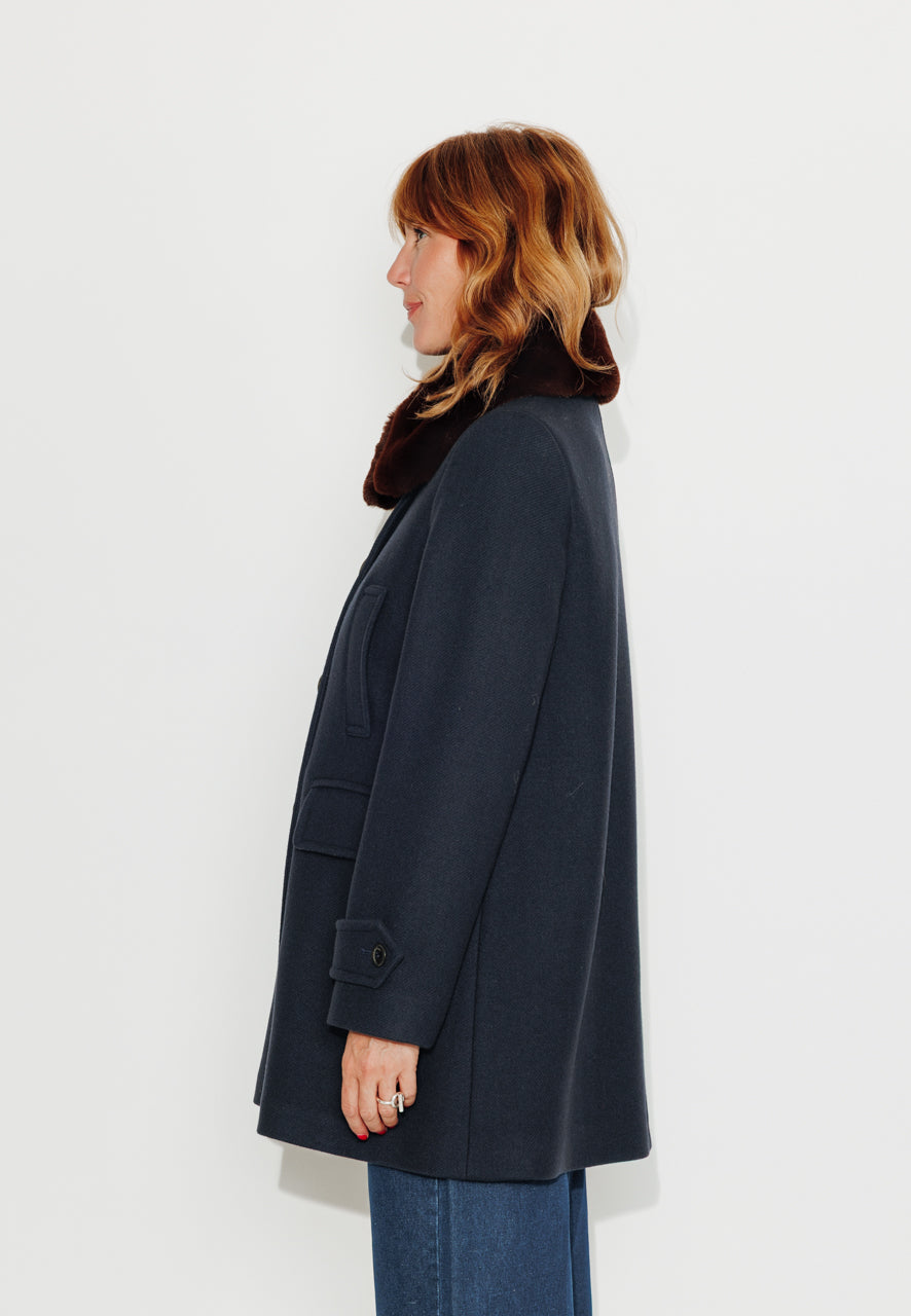 ALISIER - ALISIER - Manteau mi long en drap de laine vierge marine MARINE - Trench & Coat
