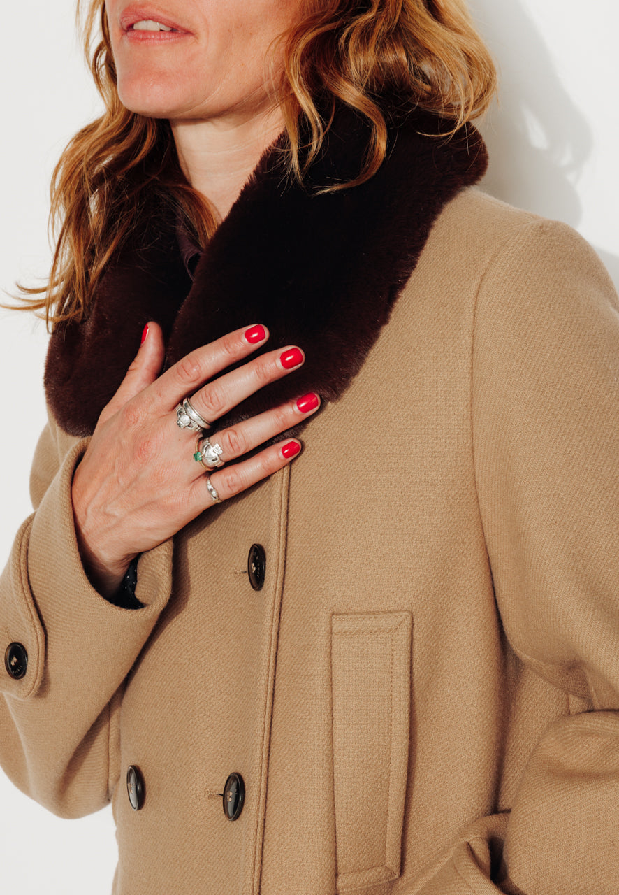 ALISIER - ALISIER - Manteau mi long en drap de laine vierge camel SABLE - Trench & Coat