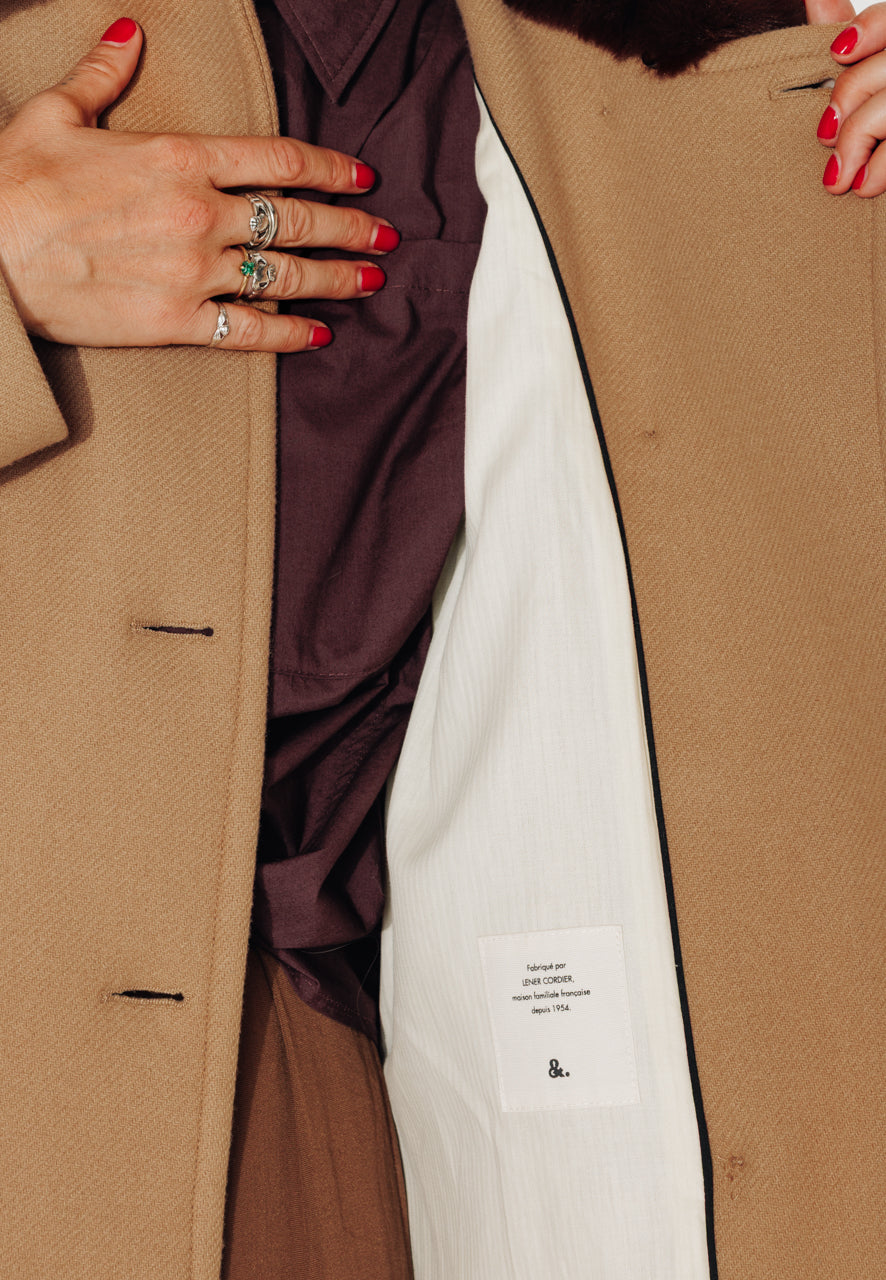 ALISIER - ALISIER - Manteau mi long en drap de laine vierge camel SABLE - Trench & Coat