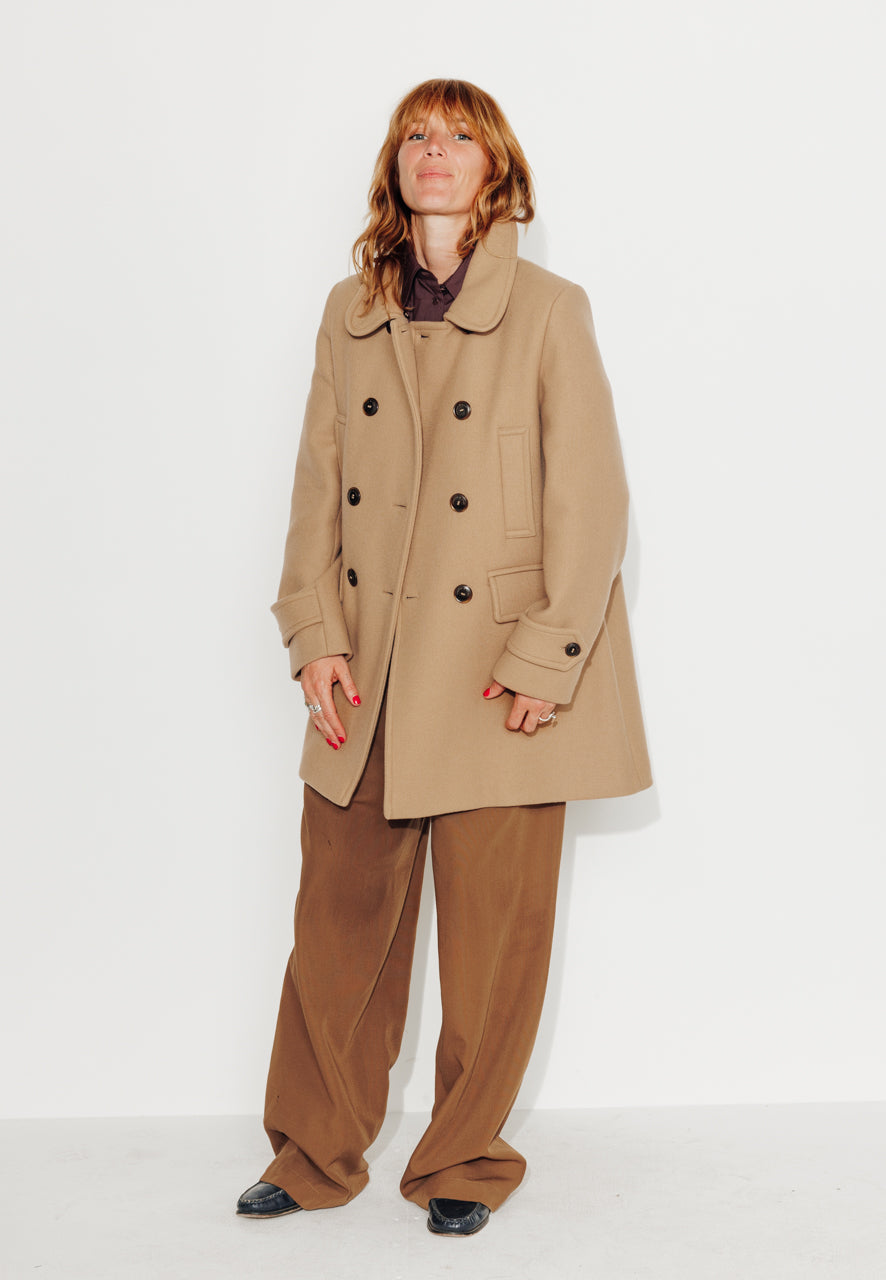 ALISIER - ALISIER - Manteau mi long en drap de laine vierge camel SABLE - Trench & Coat