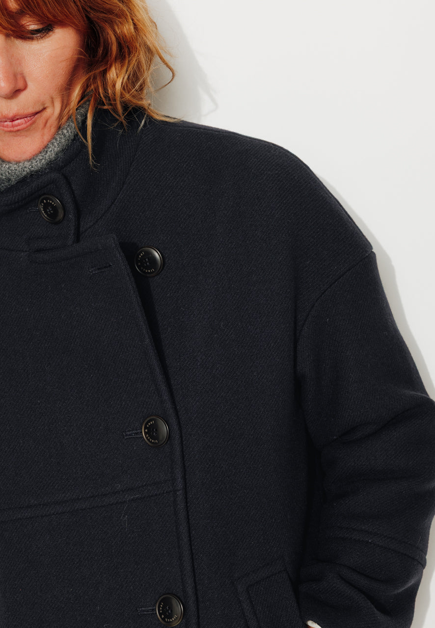 BILOBA - BILOBA - Manteau mi long oversize en drap de laine marine MARINE - Trench & Coat