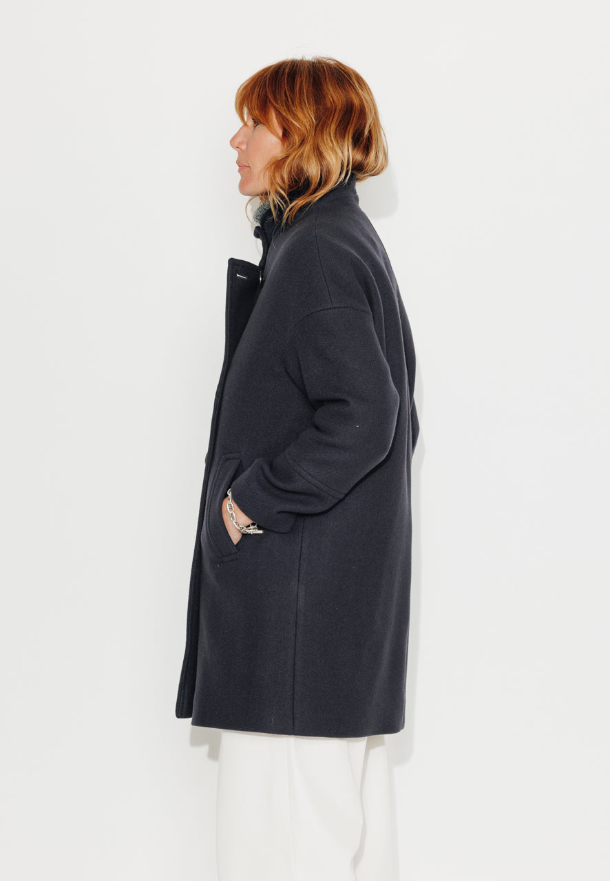 BILOBA - BILOBA - Manteau mi long oversize en drap de laine marine MARINE - Trench & Coat