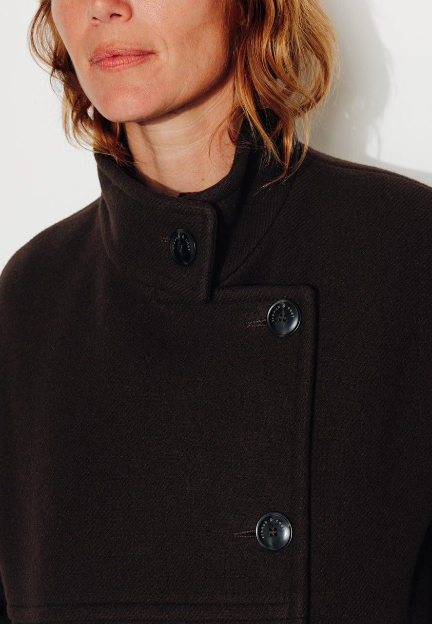 BILOBA - BILOBA - Manteau mi long oversize en drap de laine marron ECORCE - Trench & Coat
