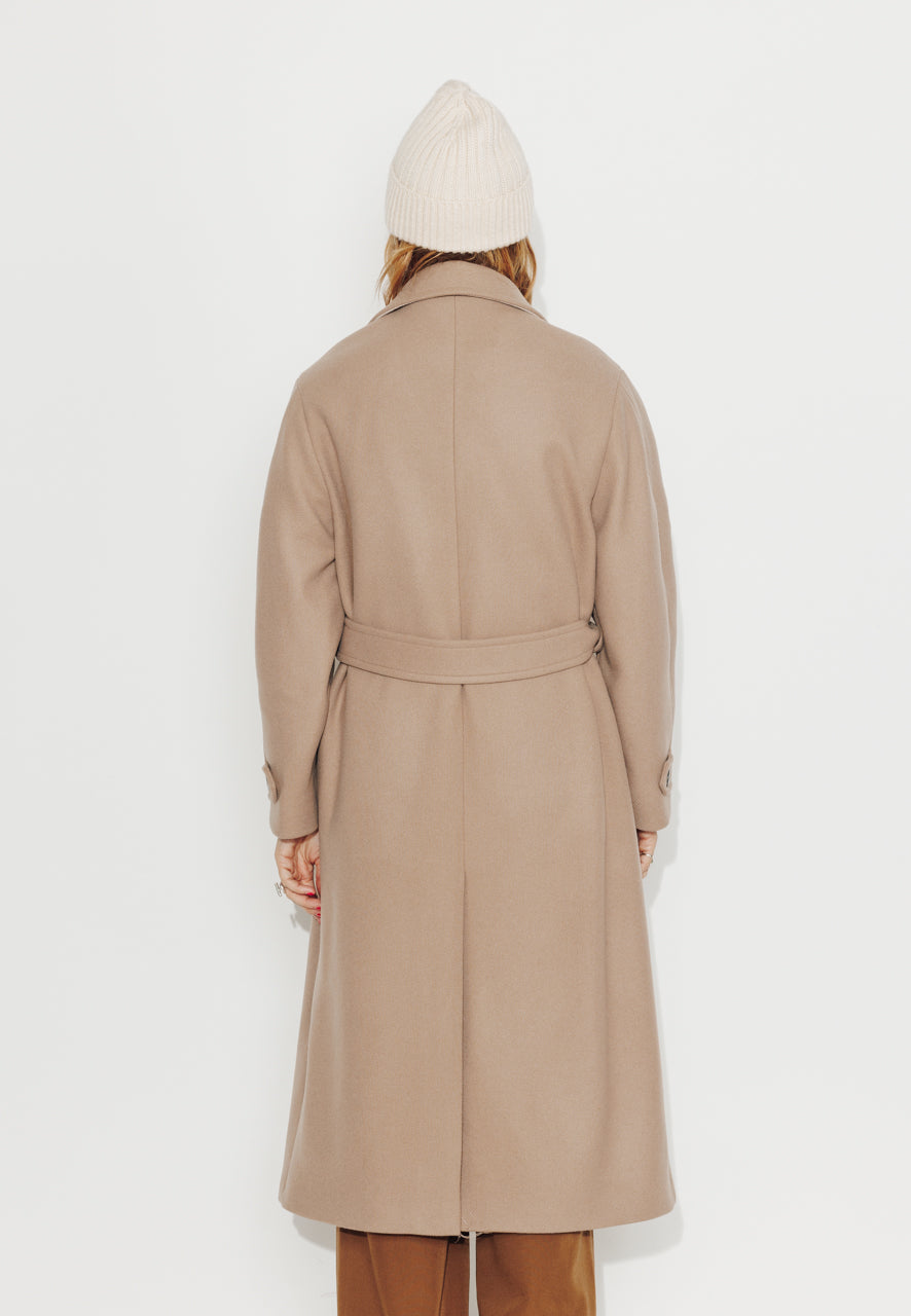 LONGTROENE - LONGTROENE - Manteau long oversize en drap de laine vierge beige GREGE - Trench & Coat