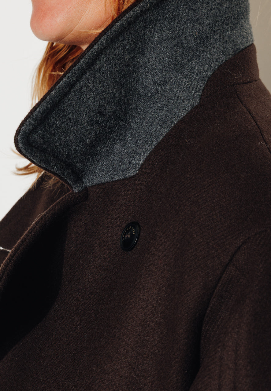 LONGTROENE - LONGTROENE - Manteau long oversize en drap de laine vierge marron ECORCE - Trench & Coat
