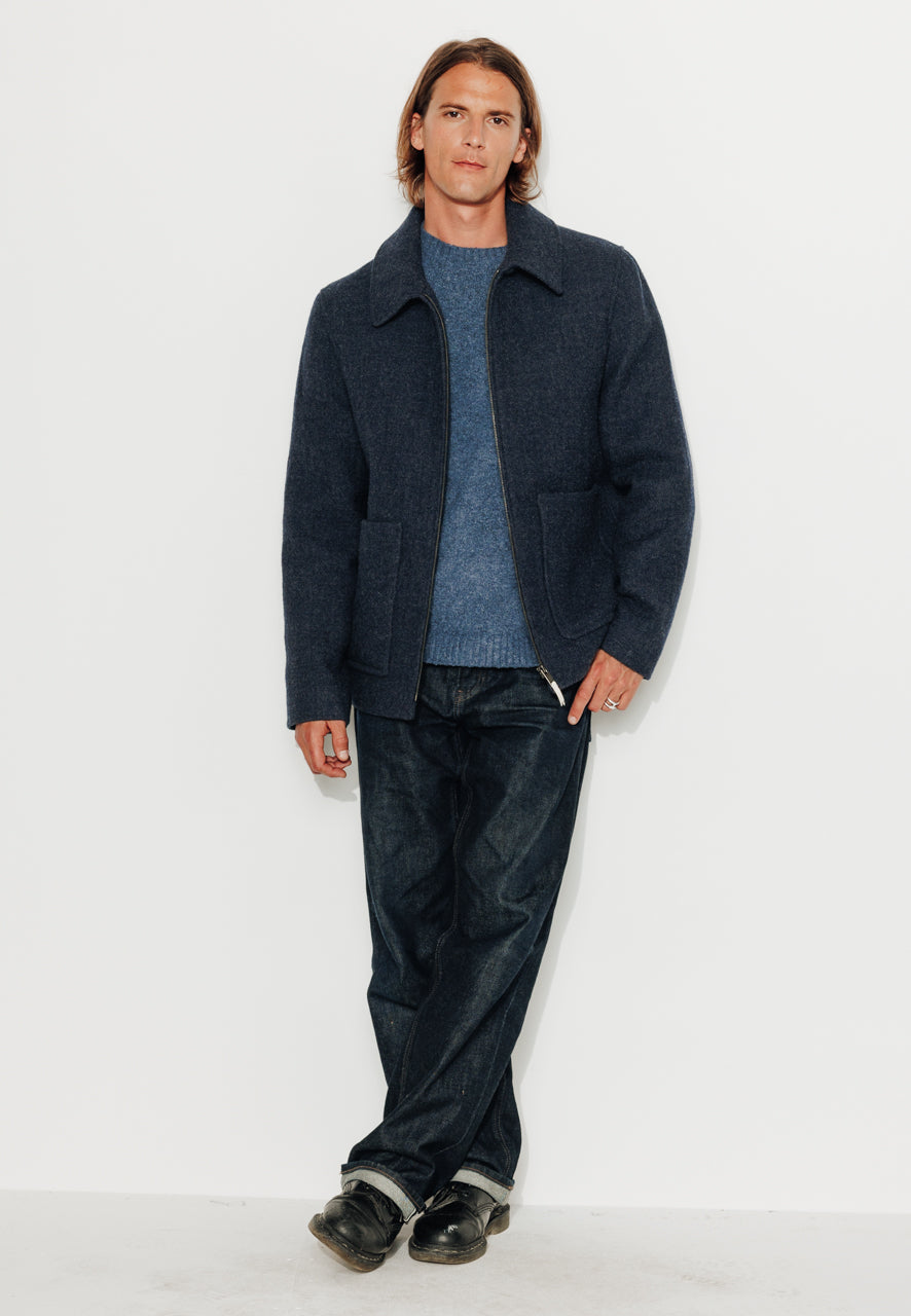 TIMO - TIMO – Manteau court esprit surveste en laine vierge marine MARINE - Trench & Coat