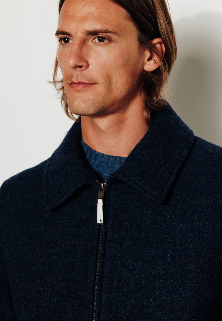 TIMO - TIMO – Manteau court esprit surveste en laine vierge marine MARINE - Trench & Coat