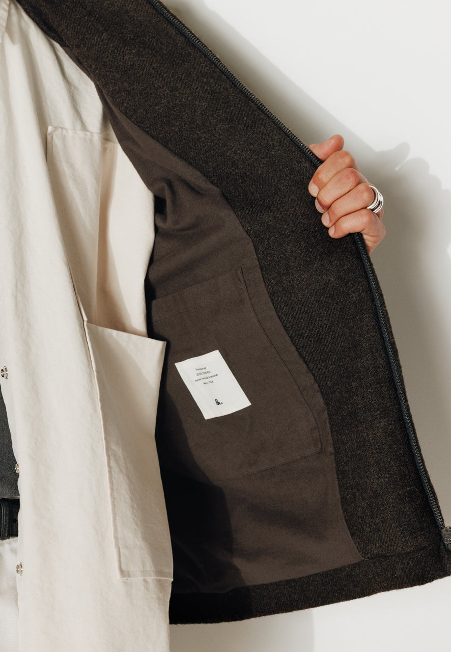 TIMO - TIMO – Manteau court esprit surveste en laine vierge kaki KAKI - Trench & Coat