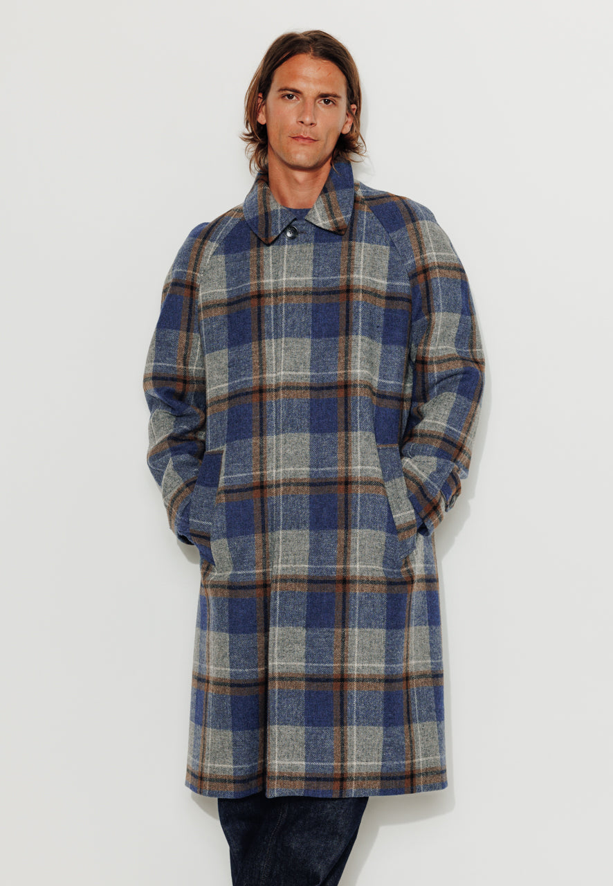 MARIUS - MARIUS - Manteau mi-long laine vierge à carreaux bleu et gris BLEU/GRIS - Trench & Coat