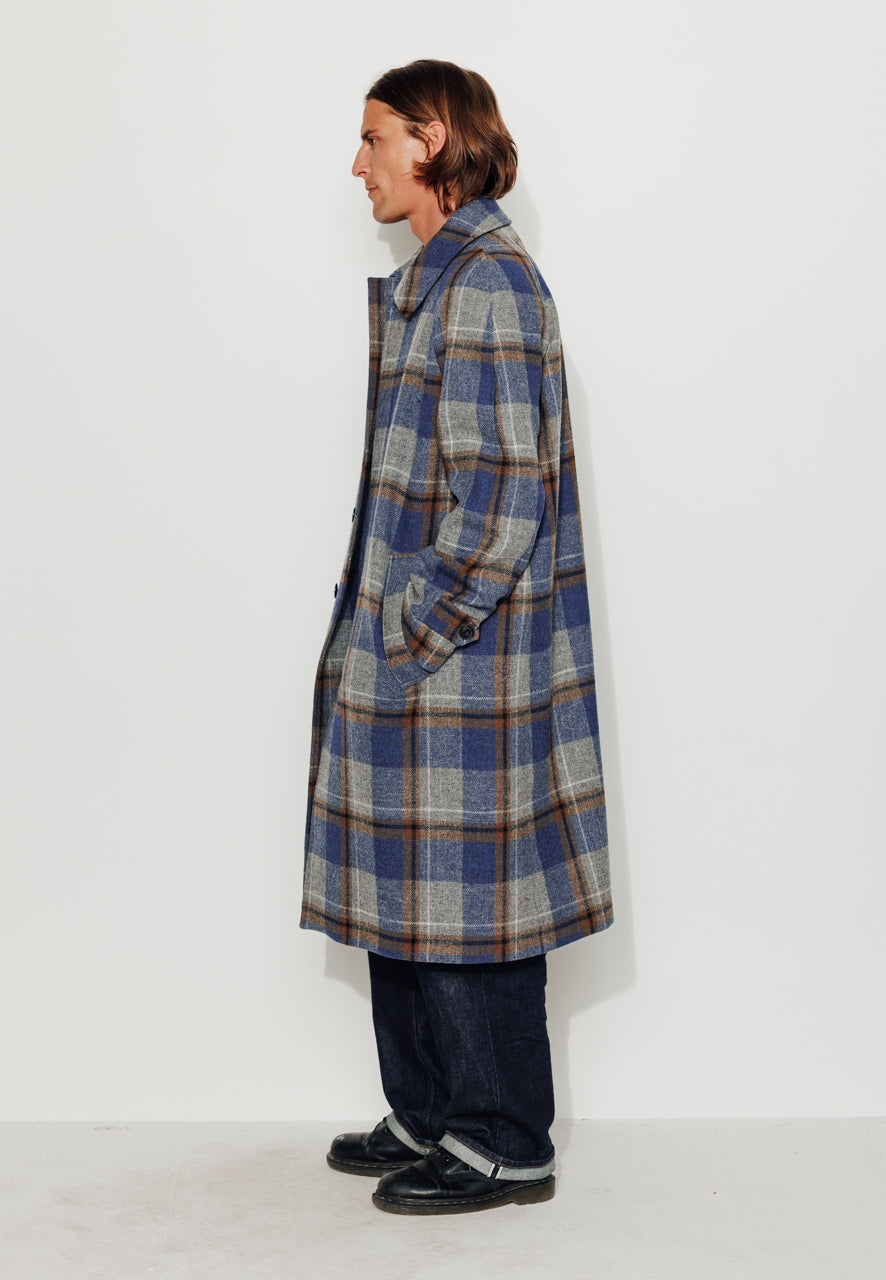 MARIUS - MARIUS - Manteau mi-long laine vierge à carreaux bleu et gris BLEU/GRIS - Trench & Coat