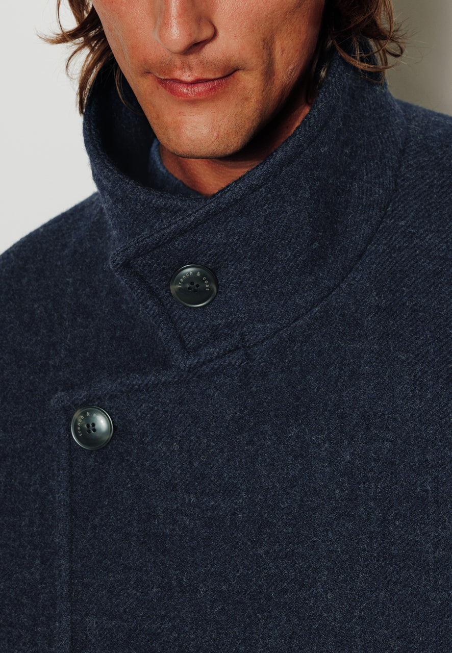 RAFI - RAFI – Manteau court oversize en laine vierge marine MARINE - Trench & Coat