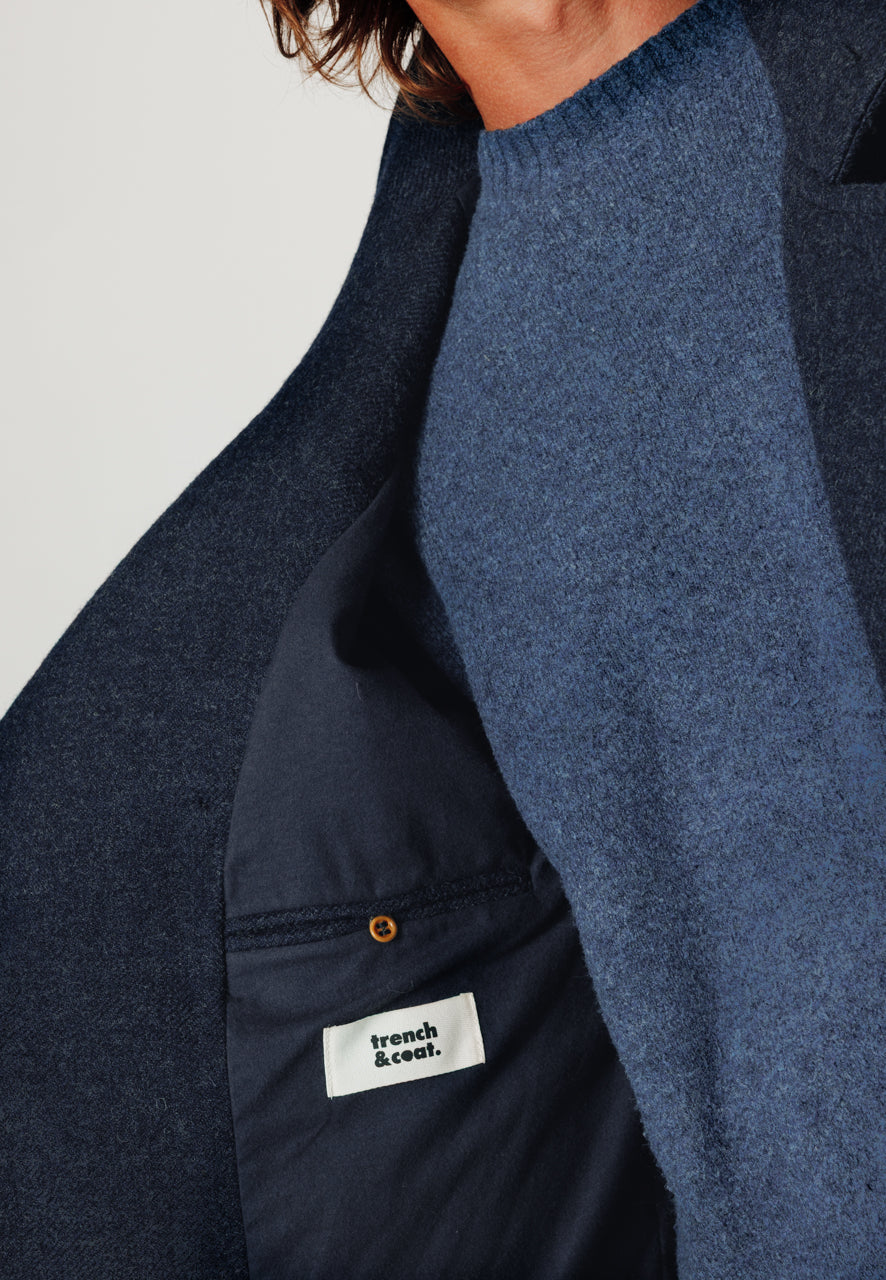 RAFI - RAFI – Manteau court oversize en laine vierge marine MARINE - Trench & Coat
