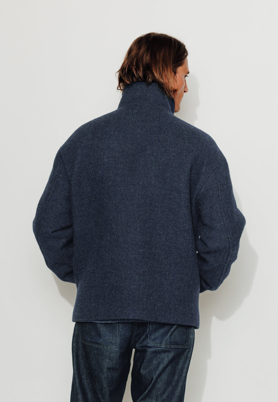RAFI - RAFI – Manteau court oversize en laine vierge marine MARINE - Trench & Coat