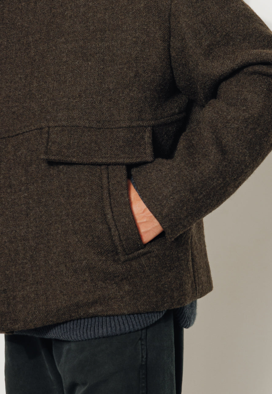 RAFI - RAFI – Manteau court oversize en laine vierge kaki KAKI - Trench & Coat