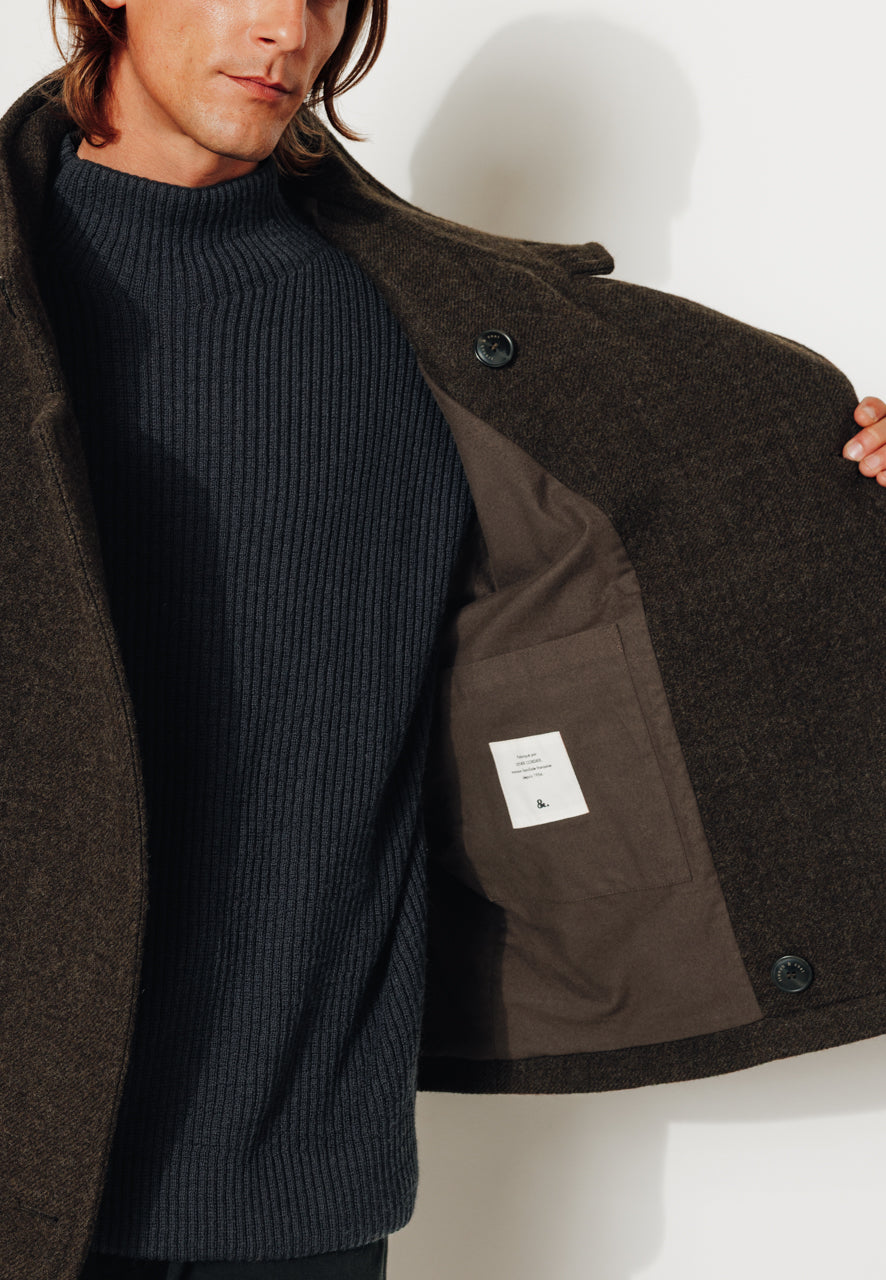 RAFI - RAFI – Manteau court oversize en laine vierge kaki KAKI - Trench & Coat
