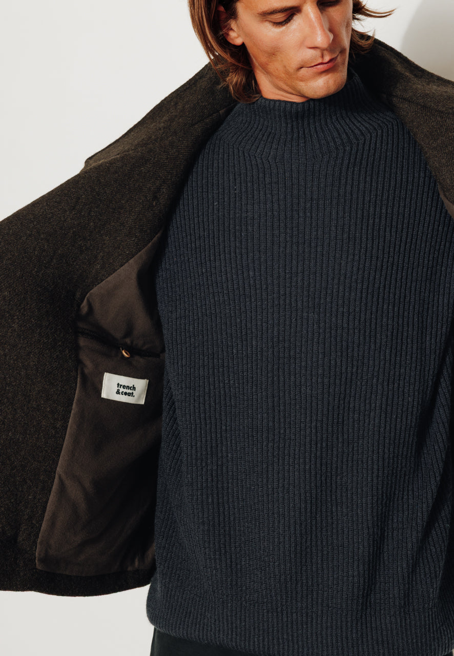 RAFI - RAFI – Manteau court oversize en laine vierge kaki KAKI - Trench & Coat