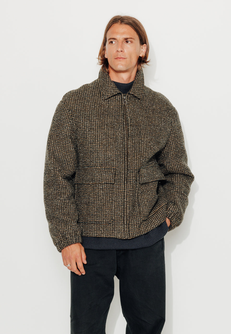RUBEN - RUBEN- Manteau court laine vierge esprit blouson à carreaux? MOUTARDE - Trench & Coat