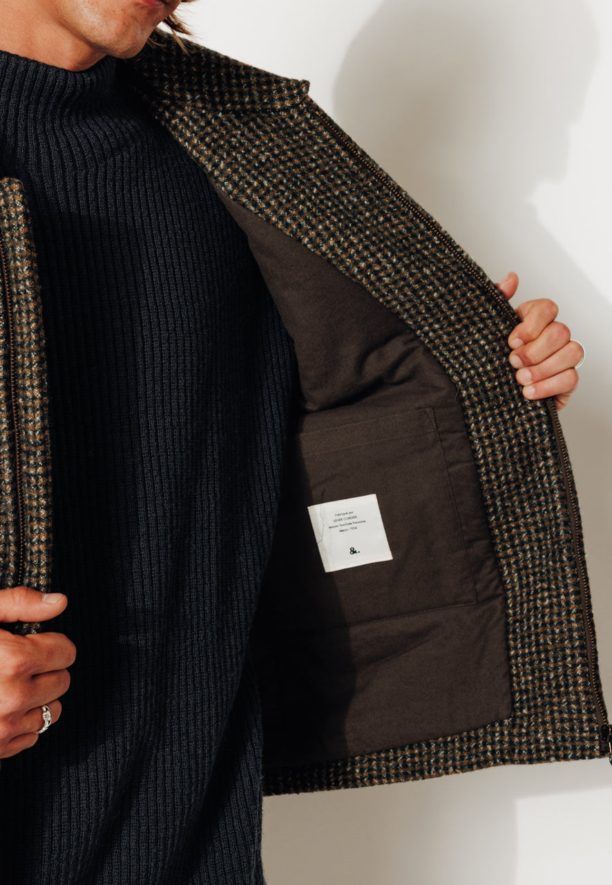 RUBEN - RUBEN- Manteau court laine vierge esprit blouson à carreaux? MOUTARDE - Trench & Coat