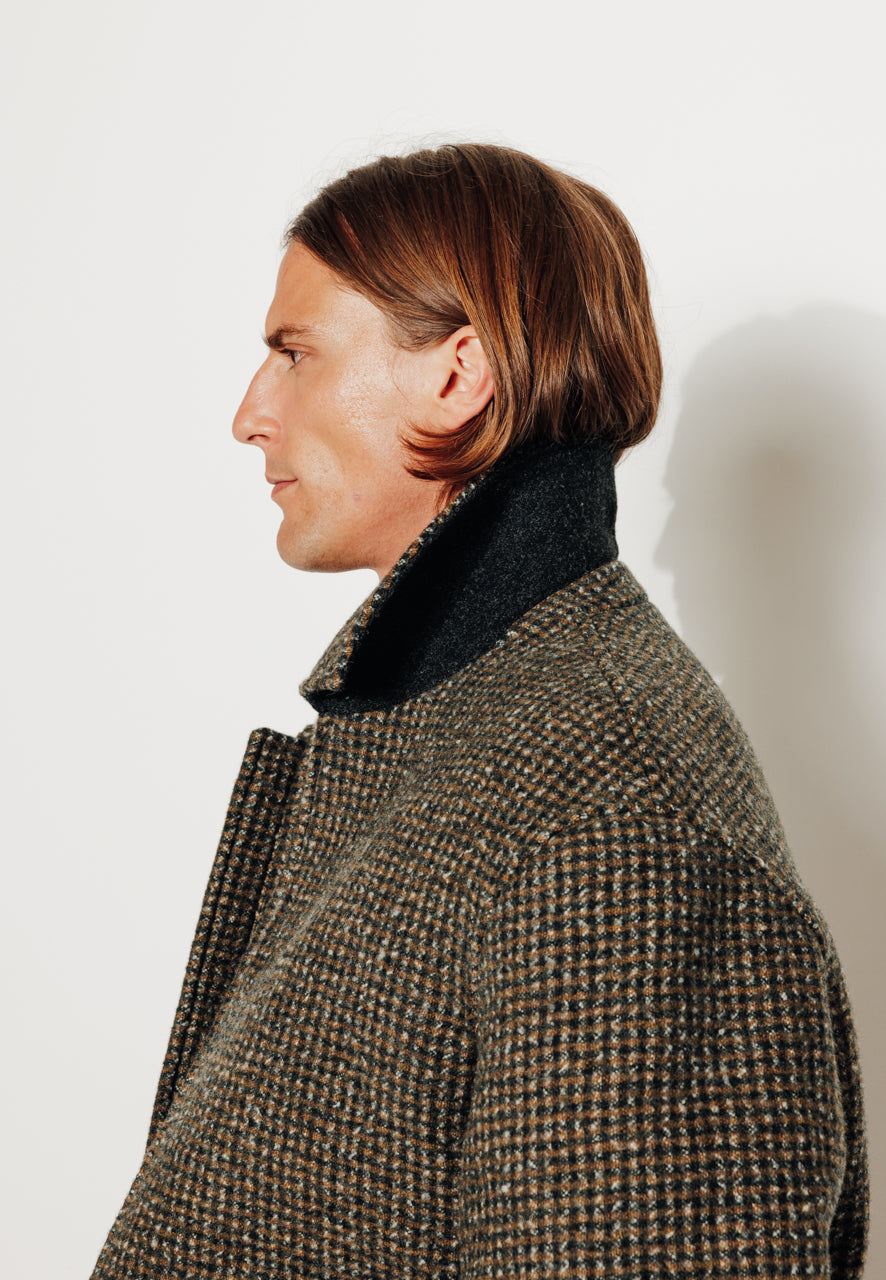 RUBEN - RUBEN- Manteau court laine vierge esprit blouson à carreaux? MOUTARDE - Trench & Coat