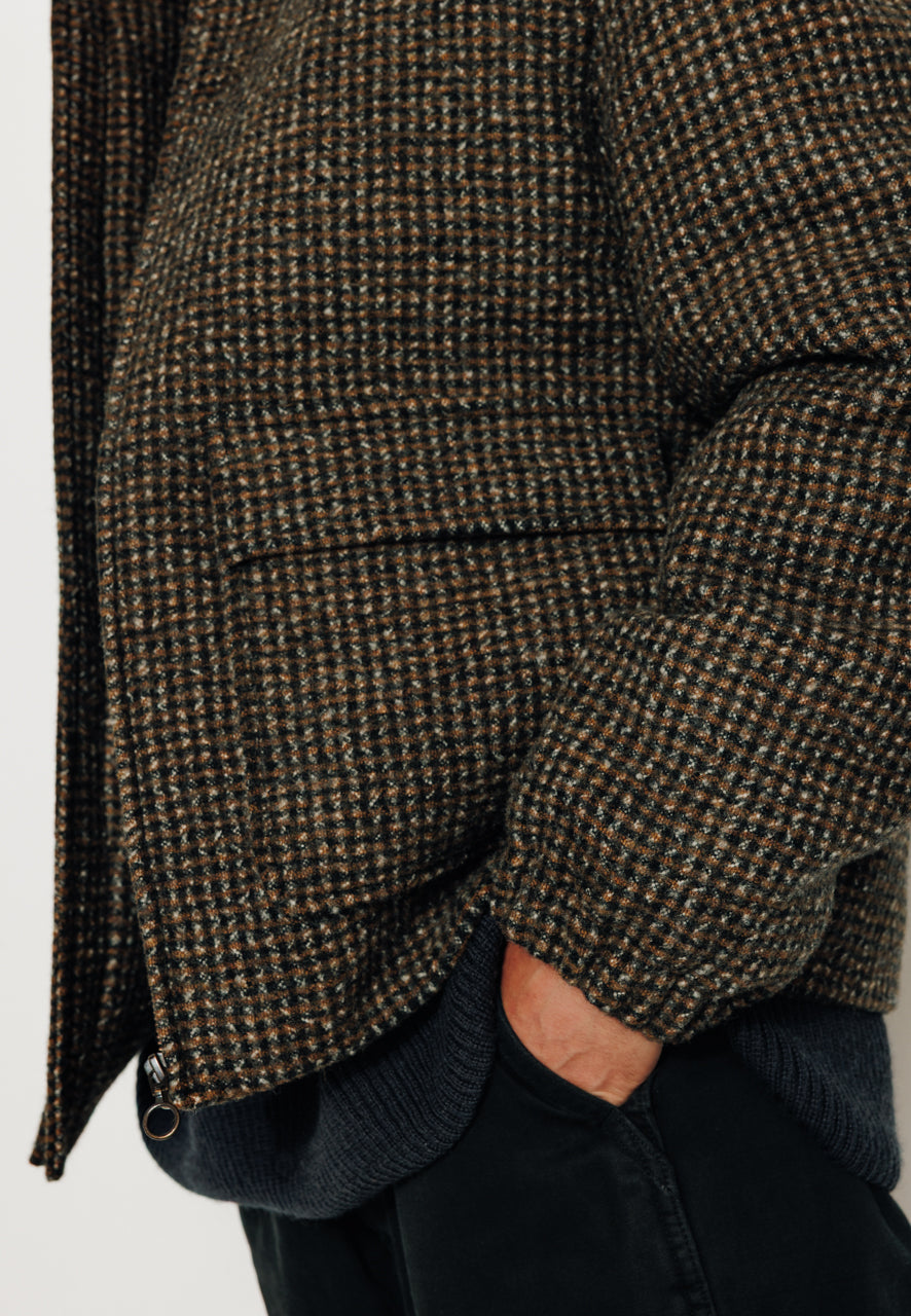 RUBEN - RUBEN- Manteau court laine vierge esprit blouson à carreaux? MOUTARDE - Trench & Coat