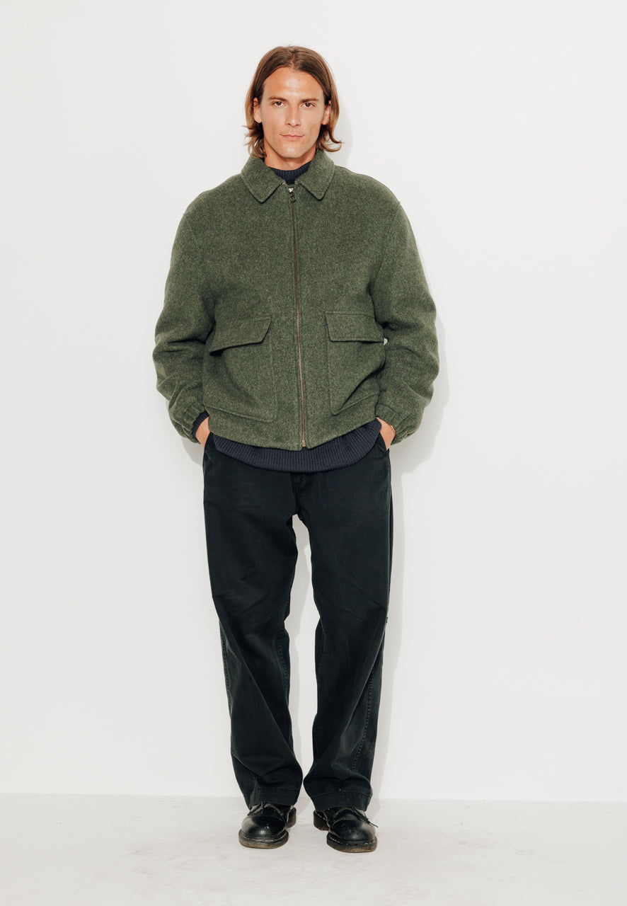 RUBEN - RUBEN - Manteau court esprit blouson en laine vert KAKI - Trench & Coat